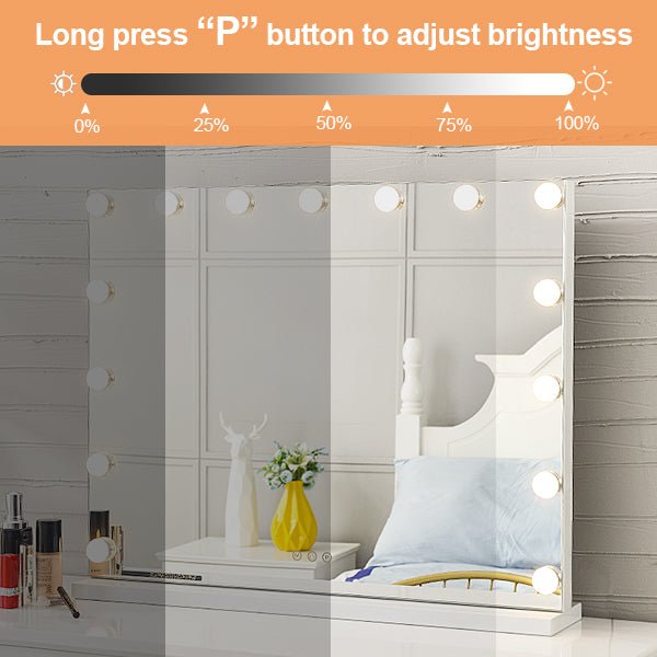 Depuley 23 x 18 Inch LED Vanity Mirror with Lights - Large Dimmable Makeup Mirror with Smart Touch Control, USB Powered & 15 Adjustable LEDs - Perfect for Dressing Room, Bedroom, Tabletop (White, 58 x 44 cm) - Ideal for Makeup Application, Skincare Routine & Home Decor