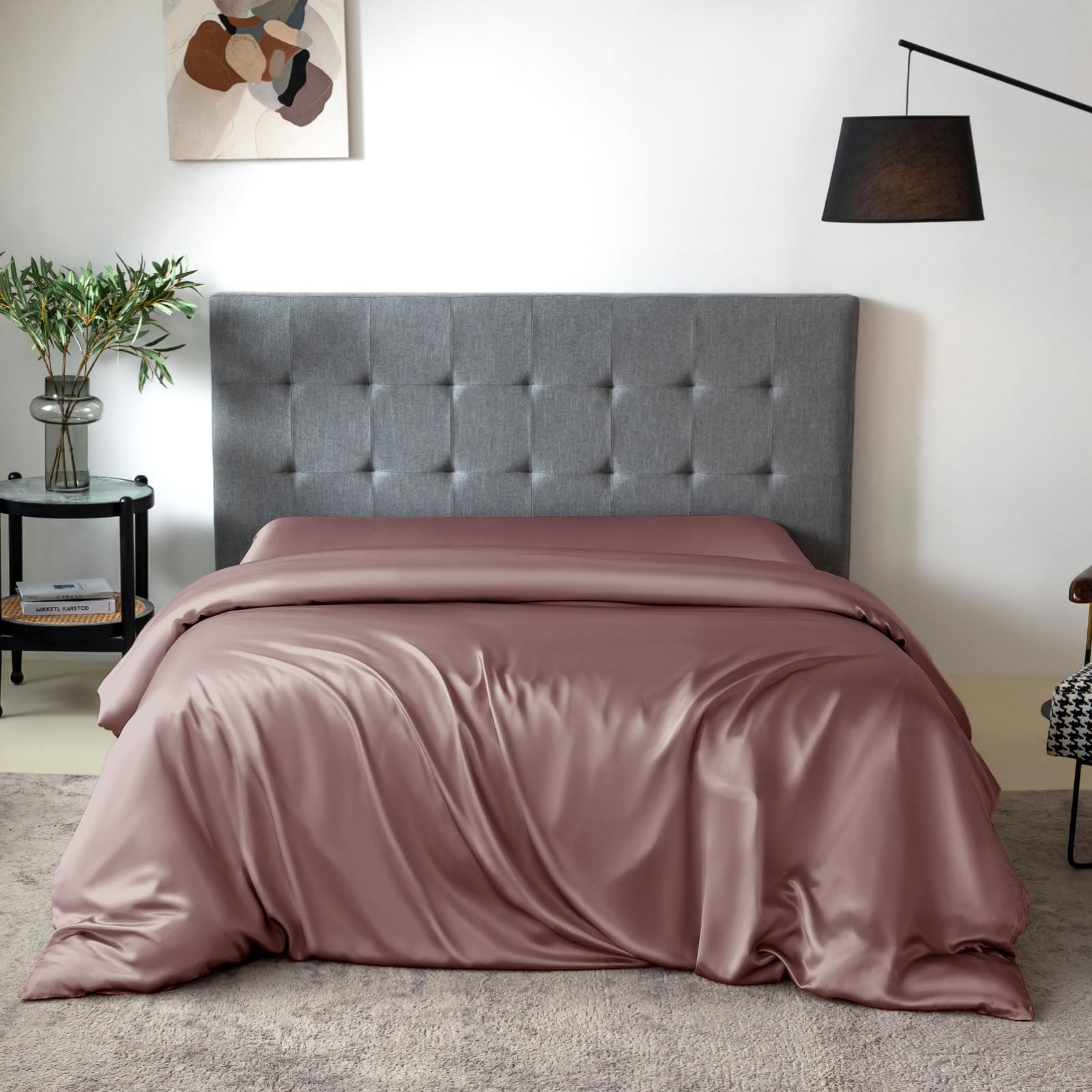 THXSILK 100% 7A+ Mulberry Silk Duvet Cover - Breathable, Seamless, Easy Care with Zipper Closure (Twin Size, Purple) | Luxury Bedding for Better Sleep & Skin Care | Perfect for Home, Hotel & Spa Use
