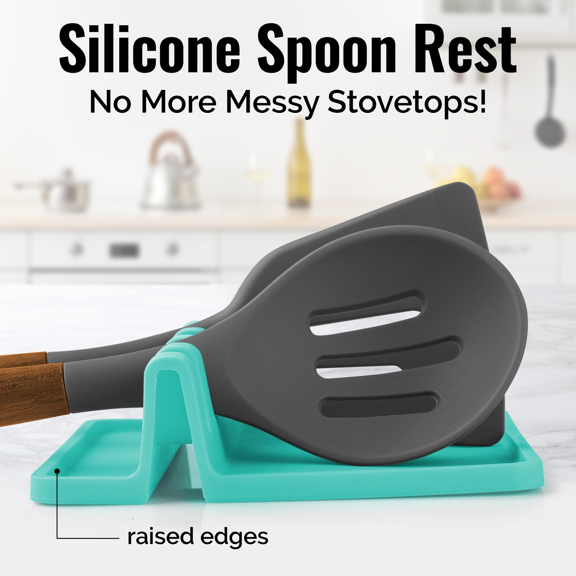 Zulay Silicone Utensil Rest - Heat-Resistant Spoon Holder for Stove Top - BPA-Free Kitchen Tool Organizer for Cooking