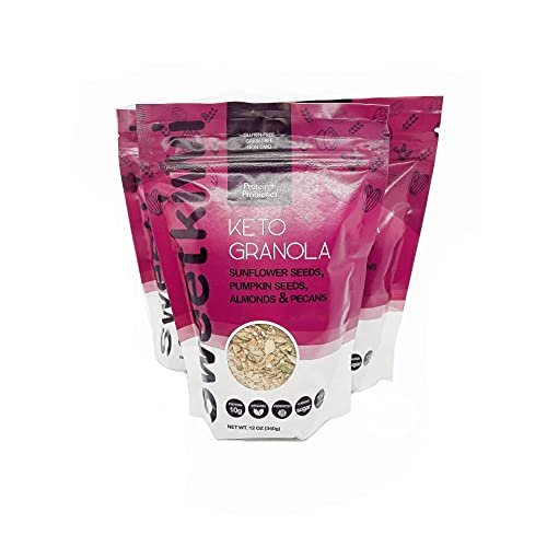 Sweetkiwi Keto Granola - High Protein Low Carb Granola with Organic Almonds, Pecans & Coconut | No Sugar Added, Probiotics & Superfoods | Keto-Friendly Breakfast Cereal & Healthy Snack (12 Pack, 12 oz) - Perfect for On-the-Go Nutrition, Office Snacking & Ketogenic Diet Meal Prep