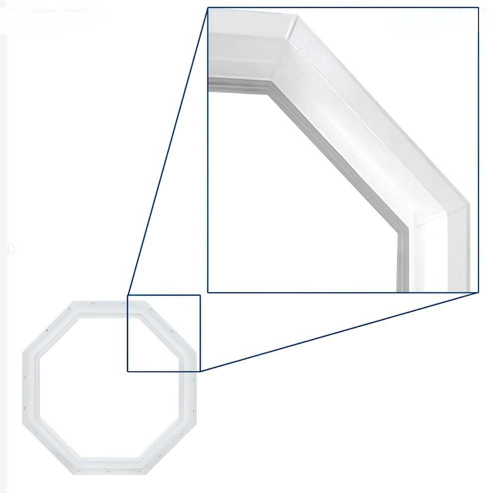 TAFCO 24x24 Inch White Vinyl Octagon Fixed Window with Insulated Clear Glass - Heavy Duty Energy Efficient Frame (No Grill) - Perfect for Home, Office & Commercial Spaces