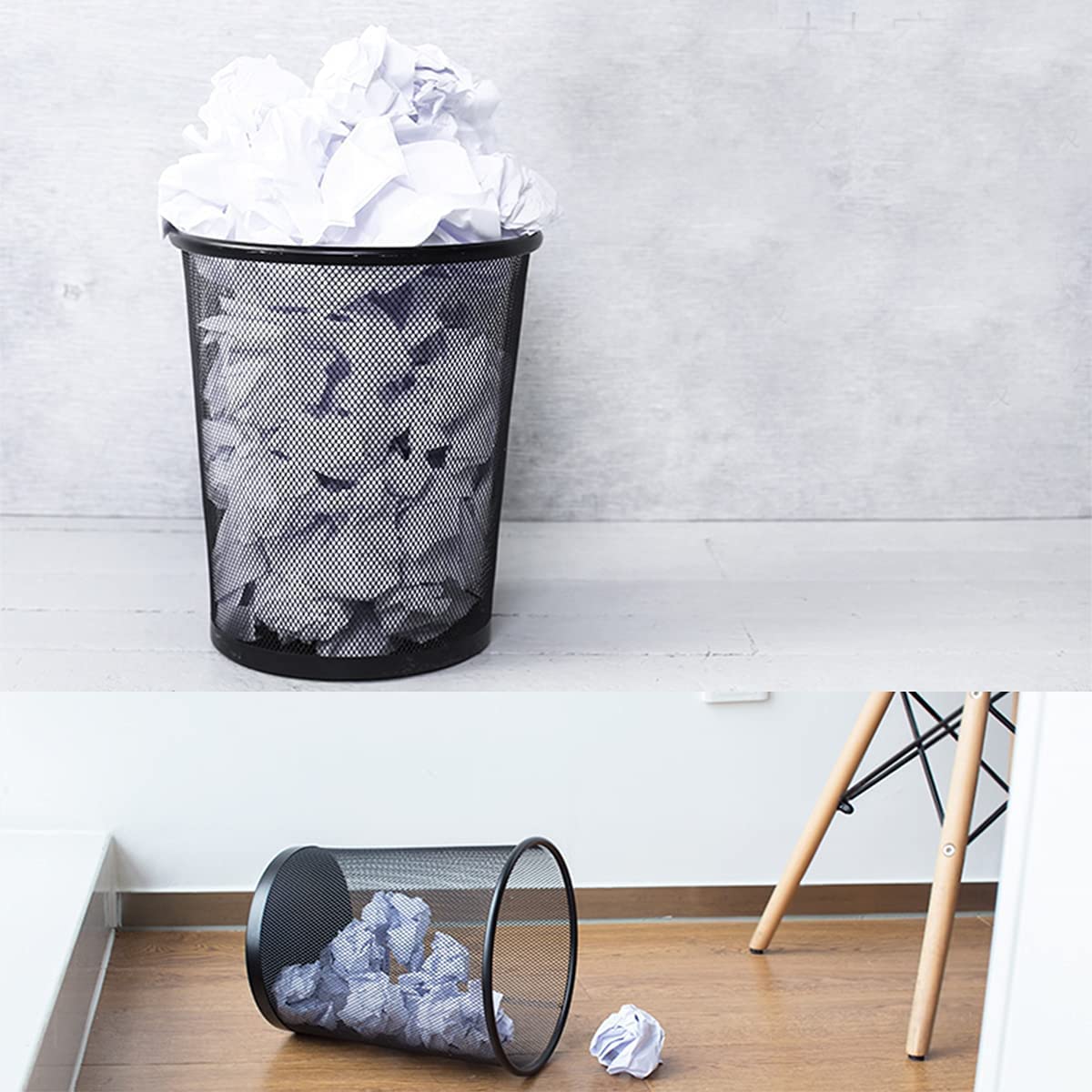 4 Gallon Black Mesh Trash Cans - 10 Pack Metal Wire Wastebaskets for Office, Home & Bedroom | Small Recycling Garbage Bins for Kitchen, Bathroom & Dorm Rooms | Durable Waste Container with Rust-Proof Design