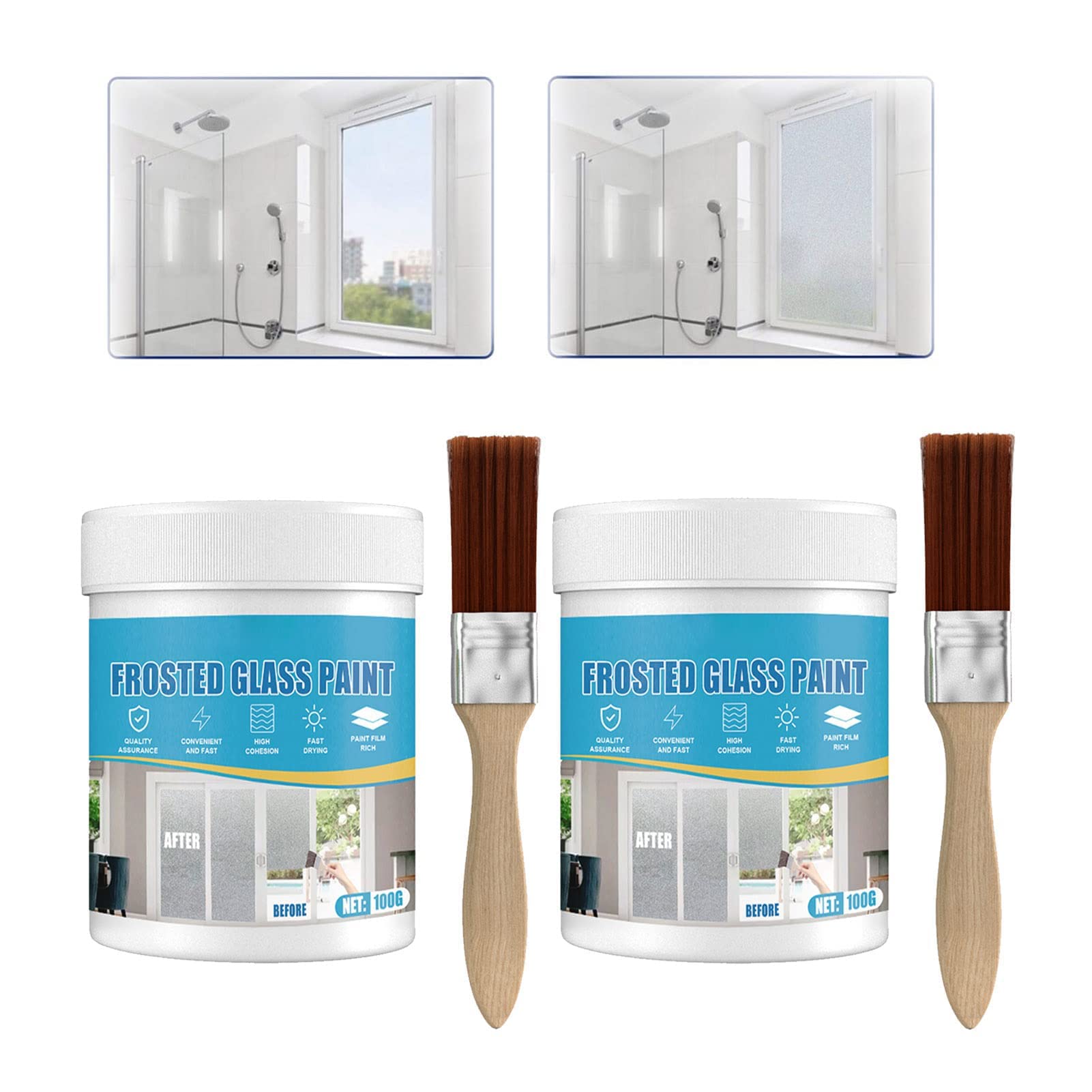 Bonseor Frosted Glass Spray Paint for Windows & Doors - DIY Privacy Window Film Alternative, Matte Finish Glass Coating (2 Pack) - Perfect for Bathroom, Office, and Home Decoration