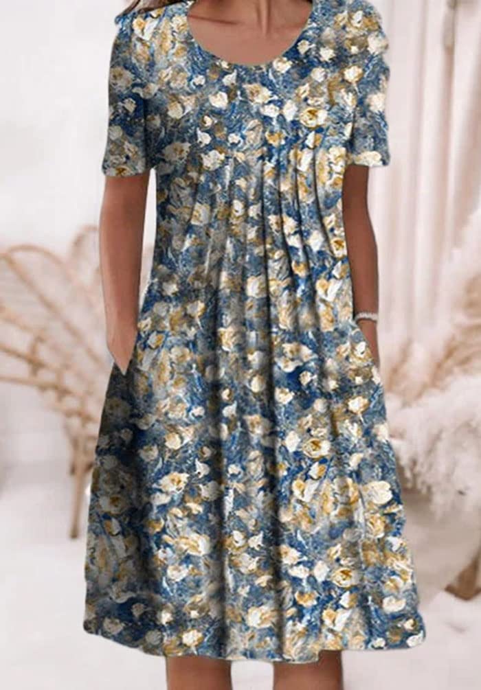 Deuyo Elegant Midi Dresses for Women - Casual Summer Flowy Dress for Mature Ladies | Perfect for Beach Vacations, Garden Parties & Brunch Dates
