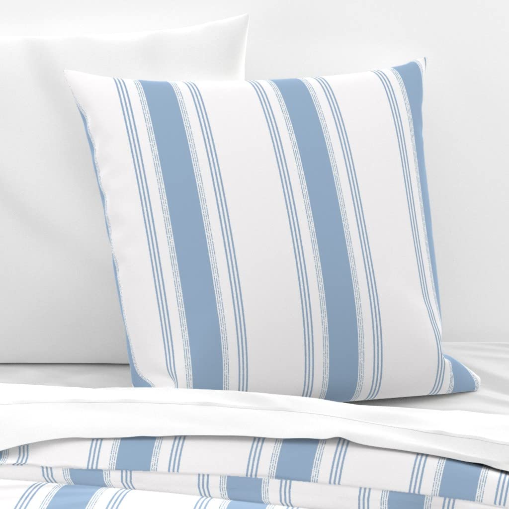 Cotton Sateen Sham Euro French Stripe Blue - Nursery Bedding for Boys' Room Decor