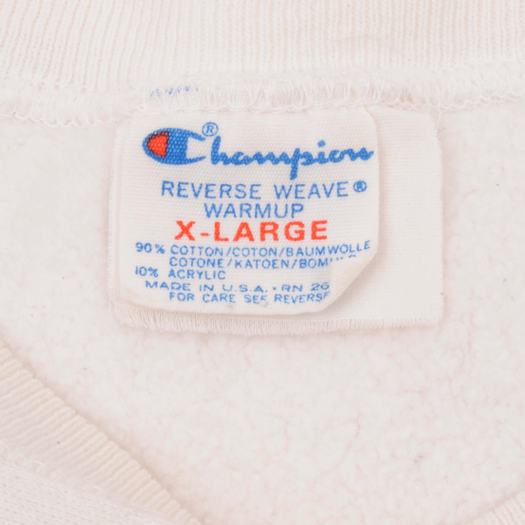 Vintage Champion Reverse Weave Spellout White Sweatshirt 1980s XL Made in USA - Retro Streetwear for Men & Women, Casual Outfit, Gym Wear, and 90s Fashion Style