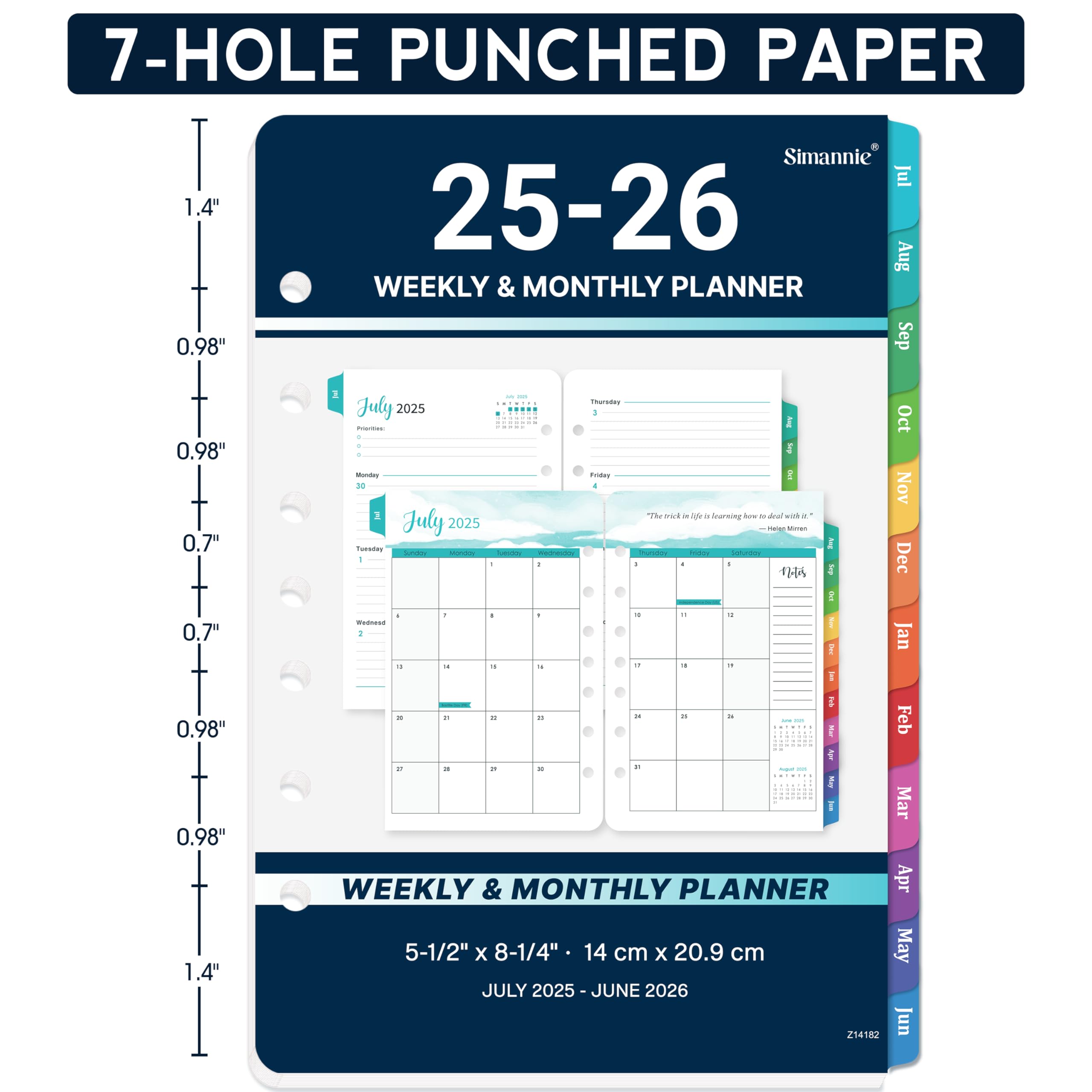 2025-2026 Planner Refills - July 2025 to June 2026 Monthly & Weekly Calendar Inserts, 5.5
