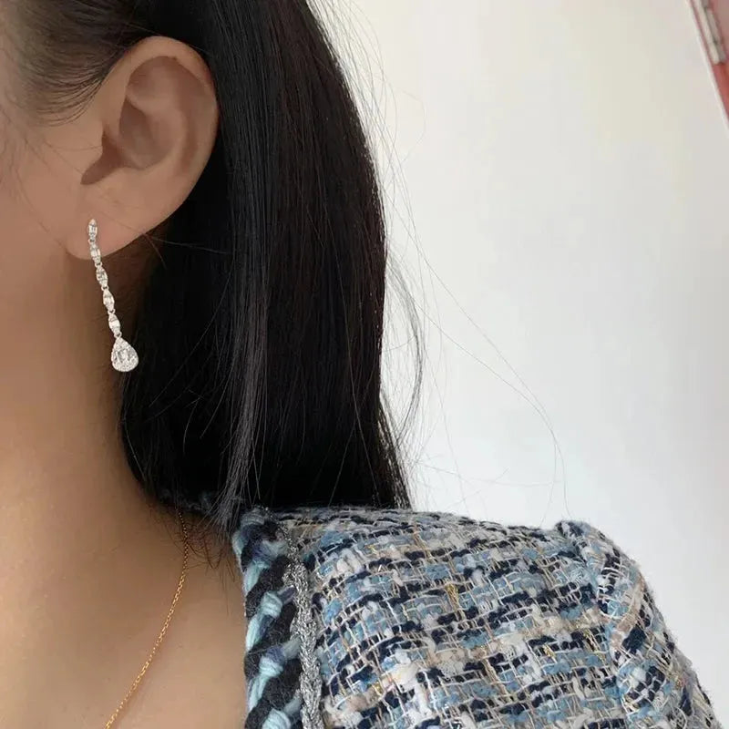 18K White Gold Diamond Drop Earrings for Women - 0.80ct Real Natural Diamond Elegant Dangle Earrings | Perfect for Engagement, Anniversary & Special Occasion Gifts
