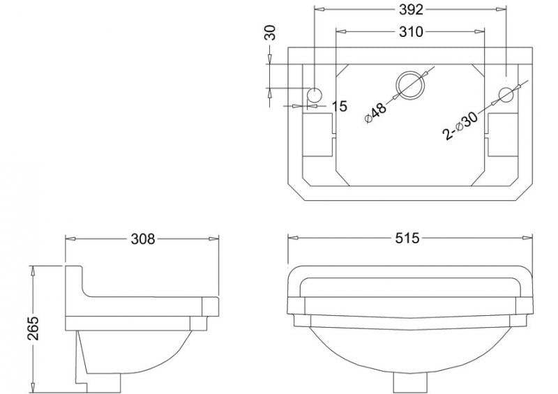 Burlington Edwardian Bathroom Vanity 51 cm - Elegant Sink Cabinet for Modern & Classic Bathrooms
