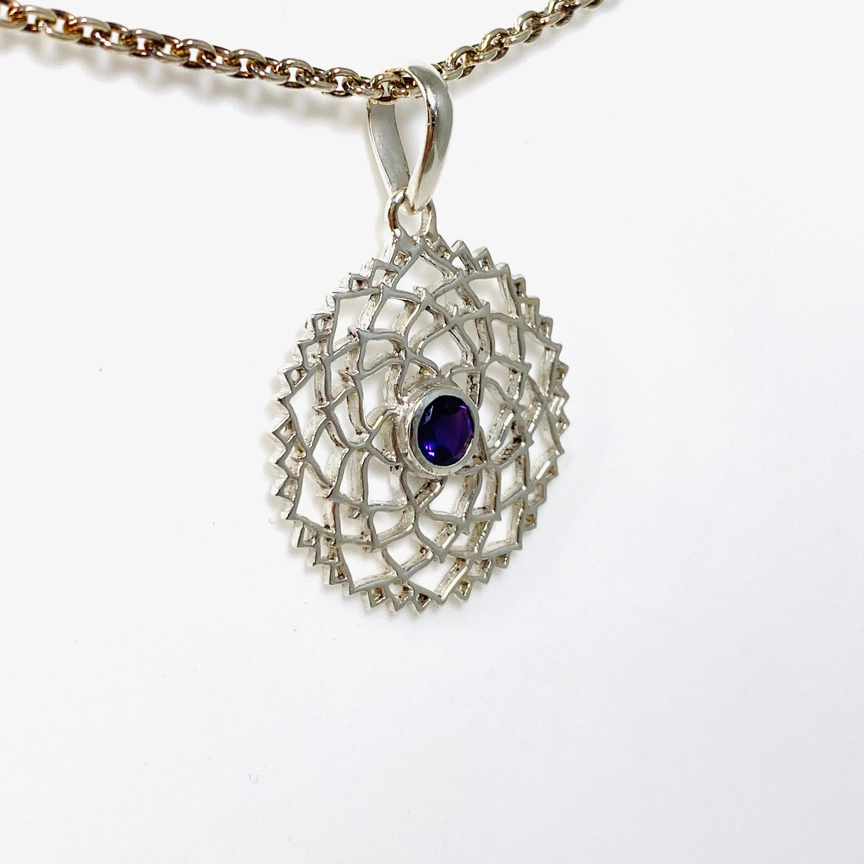 Authentic Amethyst Crown Chakra Pendant Necklace - SSP310 | Spiritual Healing Jewelry for Meditation & Energy Balance