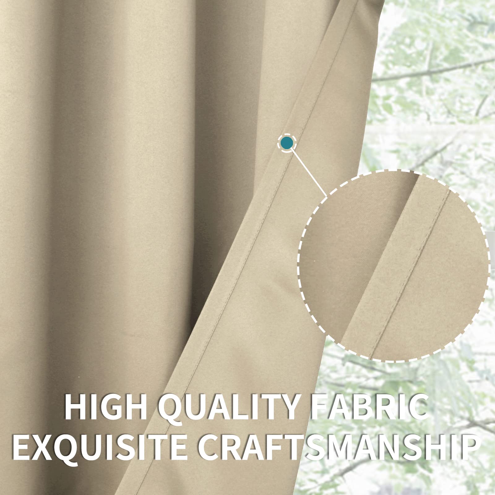BGment Blackout Curtains 84 Inch Length - Room Darkening Window Panel for Bedroom, Living Room, Bathroom & Closet Door (52x84 Inches, Beige) | Noise Reducing, Privacy Room Divider for Home & Office Use