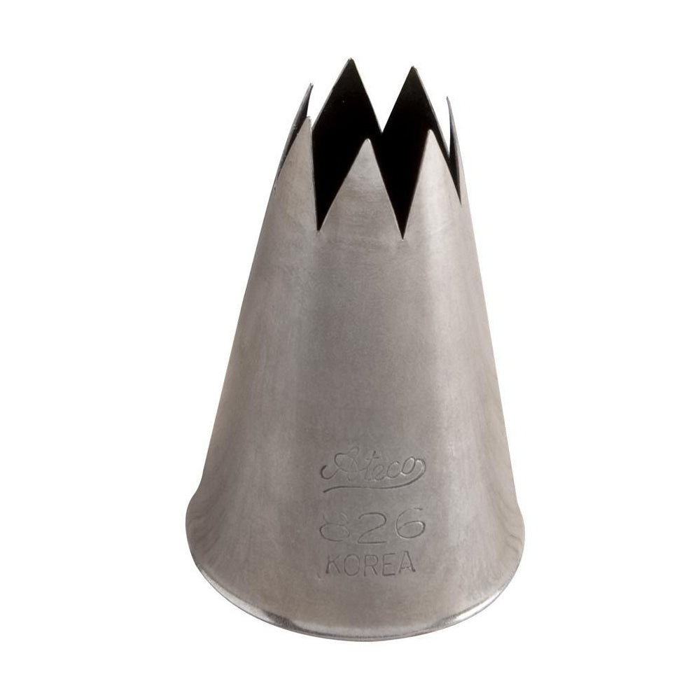 Ateco 826 #6 Star Pastry Tip for Cake Decorating, Cupcake Icing, and Cookie Piping - Professional Baking Tool for Home Bakers and Chefs