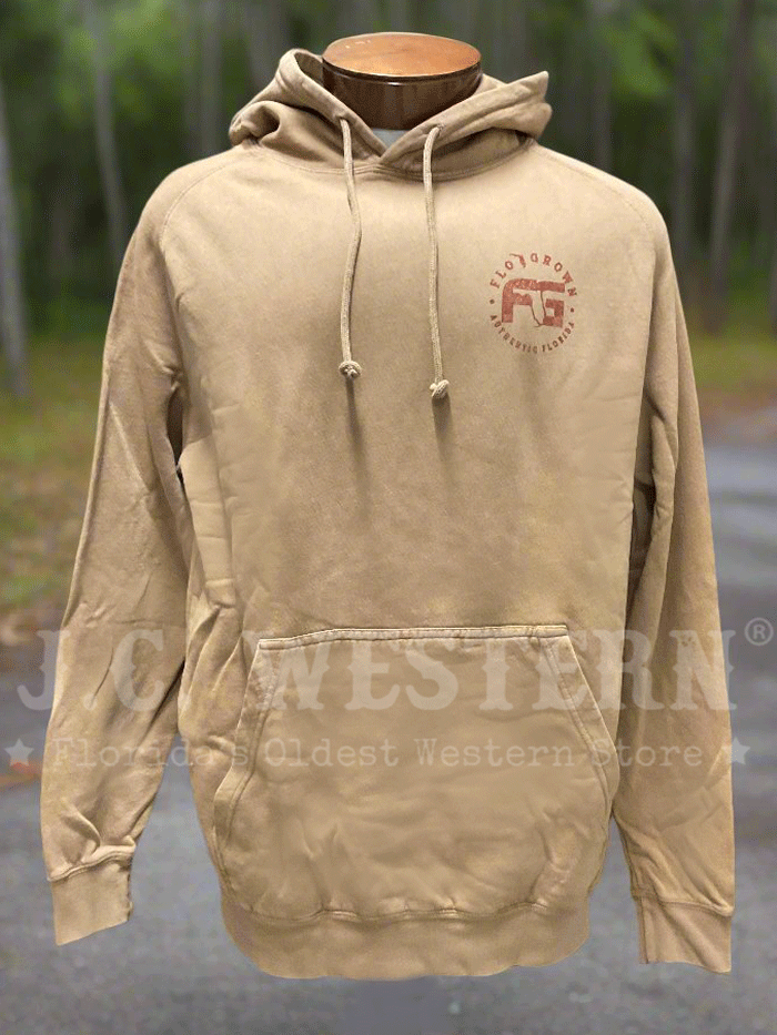 FloGrown FGM 598 Men's Vintage Hoodie Sweatshirt - Soft Cotton Pullover with Kangaroo Pocket, Tan Brown - Perfect for Casual Wear, Street Style & Outdoor Activities