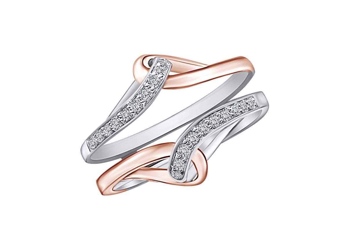 1/5 Carat Natural Diamond Wedding Band Ring Guard Enhancer in 14k Gold Over Sterling Silver - I-J Color, I2-I3 Clarity, 0.20 CTTW - Perfect for Bridal Jewelry, Anniversary Gifts & Stackable Rings