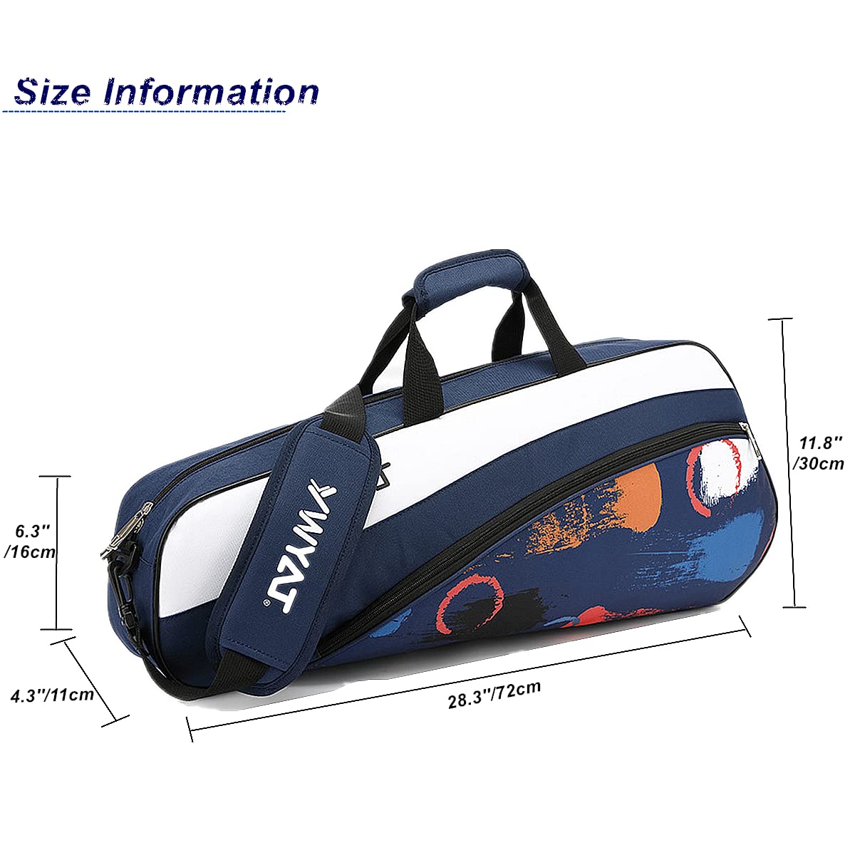 UNISTRENGH 3-Racket Tennis Bag with Adjustable & Detachable Shoulder Strap - Lightweight Waterproof Racquet Holder for Tennis & Badminton - Perfect for Court, Gym & Travel