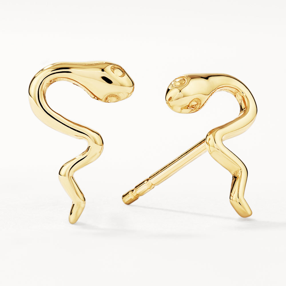 10K Gold Snake Stud Earrings for Women - Hypoallergenic Fashion Jewelry for Parties, Gifts & Everyday Wear