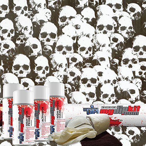 Hydrographics Film Kit - MyDipKit Water Transfer Printing Film - LL296-1 Shadow Clear Skulls Design - DIY Hydro Dipping Supplies for Automotive, Motorcycle Helmets & Gaming Controllers