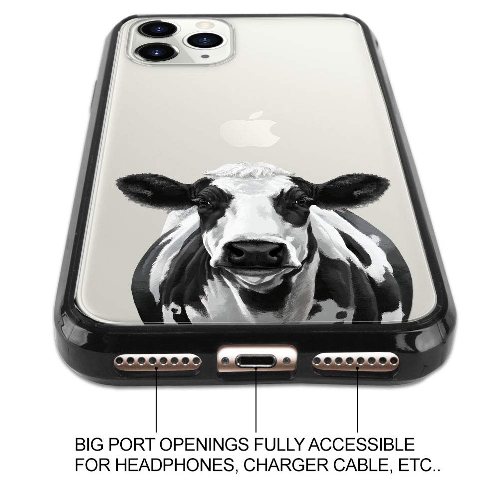 Shockproof iPhone 11 Pro Max Case (6.5 inch 2019 Model) - Slim TPU Bumper + Clear Hard Protective Cover with Cute Black Spot Cow Design | Perfect for Everyday Protection, Outdoor Activities & Travel (Not Compatible with iPhone 11 Pro)