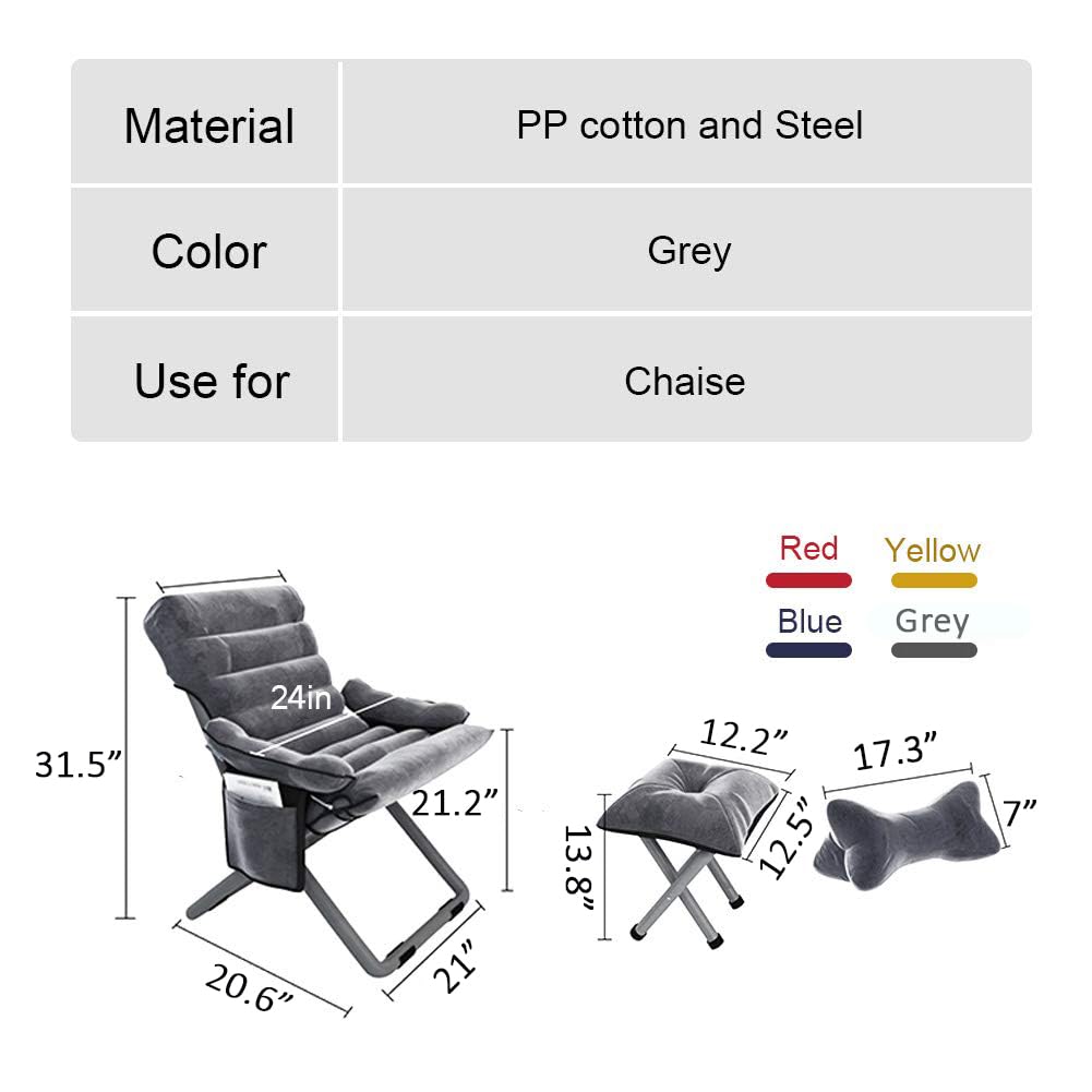 Modern Accent Chair with Ottoman - 3 Position Recliner, Side Pocket & Pillow - Contemporary Lounge Chair for Bedroom, Living Room, Office - Perfect for Relaxing, Reading or Watching TV in Style (Red)