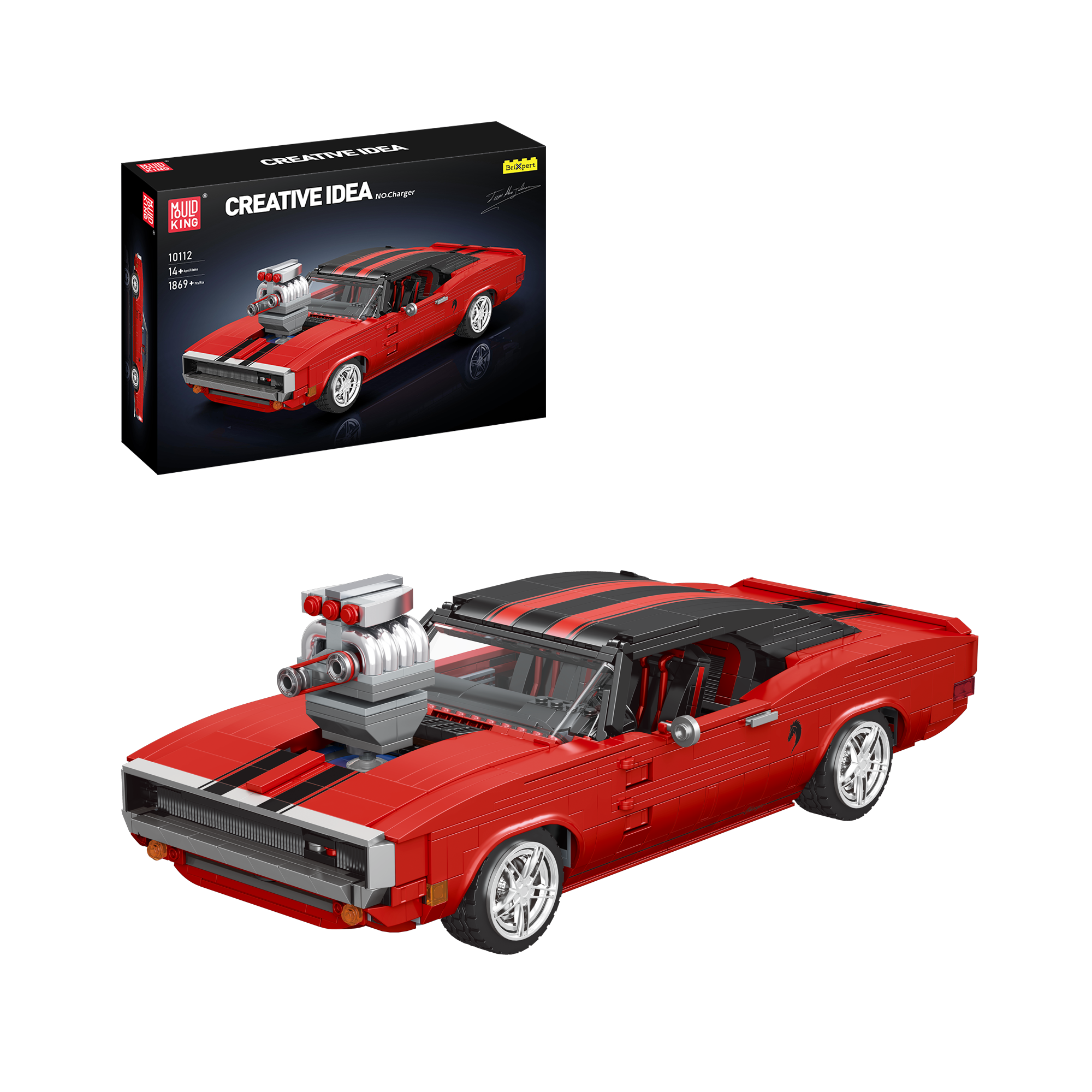 Mould King 10112 Charger Car Model Building Set - 1,869 Piece Construction Toy for Adults & Kids | STEM Educational Building Blocks for Creative Play & Car Enthusiasts | Perfect Gift for Birthday & Christmas