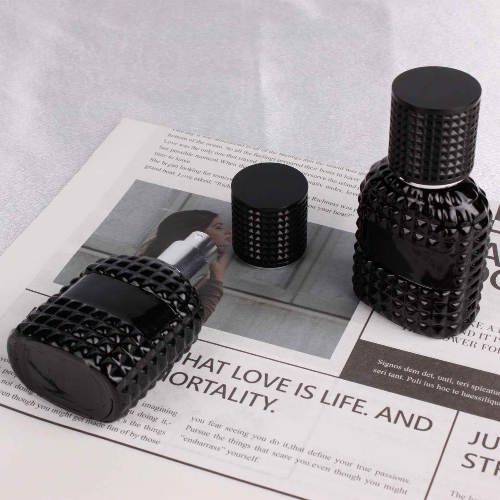 2 Pack 30ml Empty Refillable Glass Perfume Spray Bottles - Fine Mist Atomizer for Travel, Fragrance, Essential Oils & Liquids | Portable Perfume Containers for Home, Office & On-the-Go Use (Black)