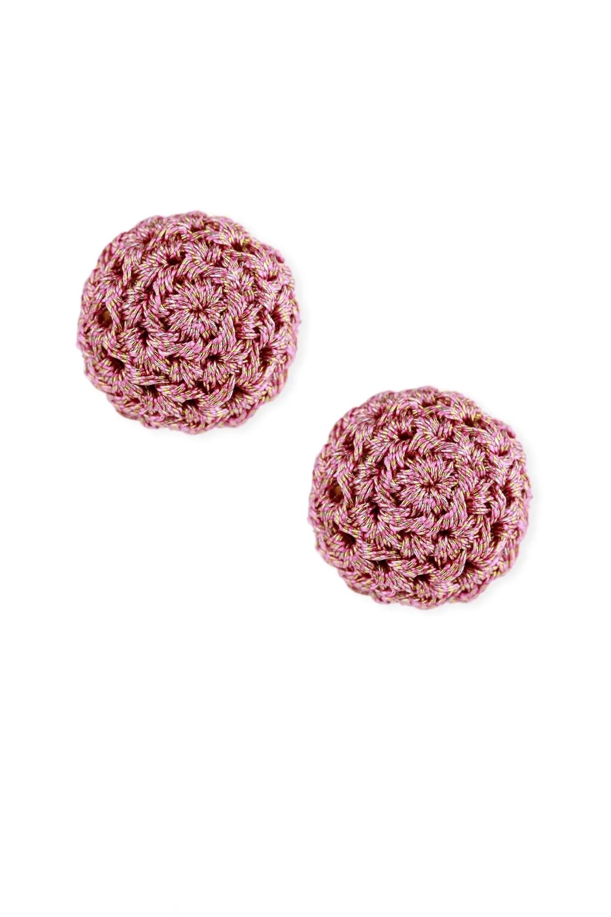 Metallic Crochet Thread Cluster Stud Earrings - Boho Chic Handmade Jewelry for Women - Perfect for Parties, Weddings & Everyday Wear