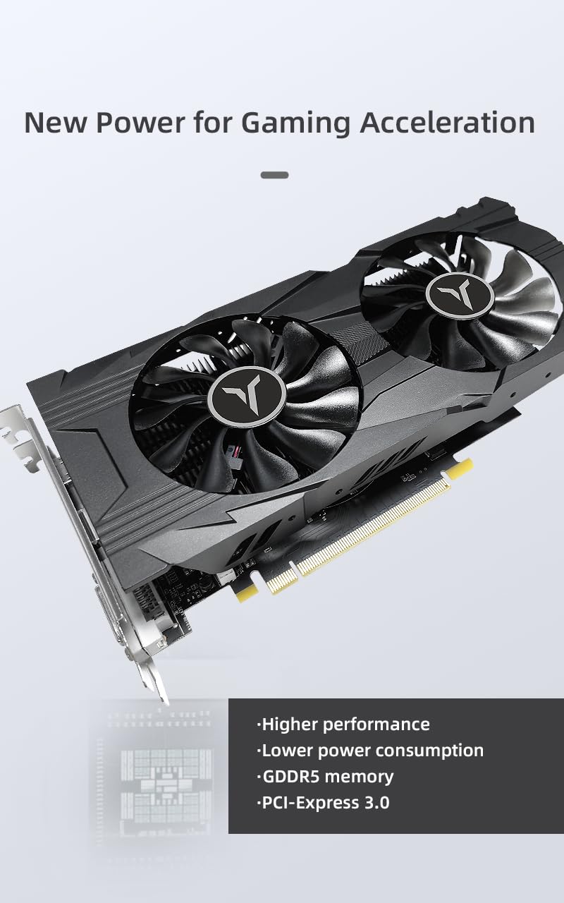 Yeston GTX 1050 Ti 4GB GDDR5 128-bit PCIe 3.0 Gaming Graphics Card with Dual Fans for PC - Perfect for 1080p Gaming, Video Editing & VR Ready Desktop Computers