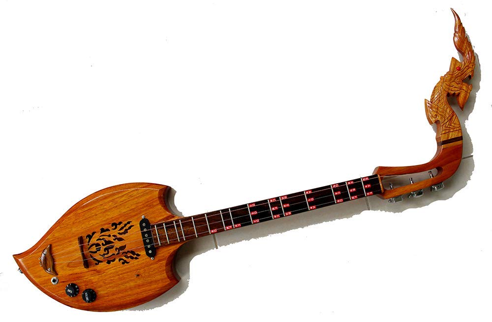 Isarn Acoustic Electric Phin 3 Strings - Traditional Thai Lao Asian Guitar Folk Musical Instrument | Authentic Thailand Pin60 for Home Performances, Cultural Events & Music Lessons