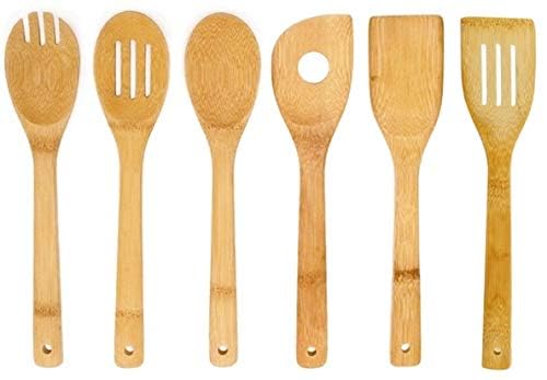 Premium 6-Piece Bamboo Kitchen Utensil Set - Eco-Friendly Cooking Tools for Stirring, Serving & Baking - Perfect for Home Chefs & Sustainable Kitchens