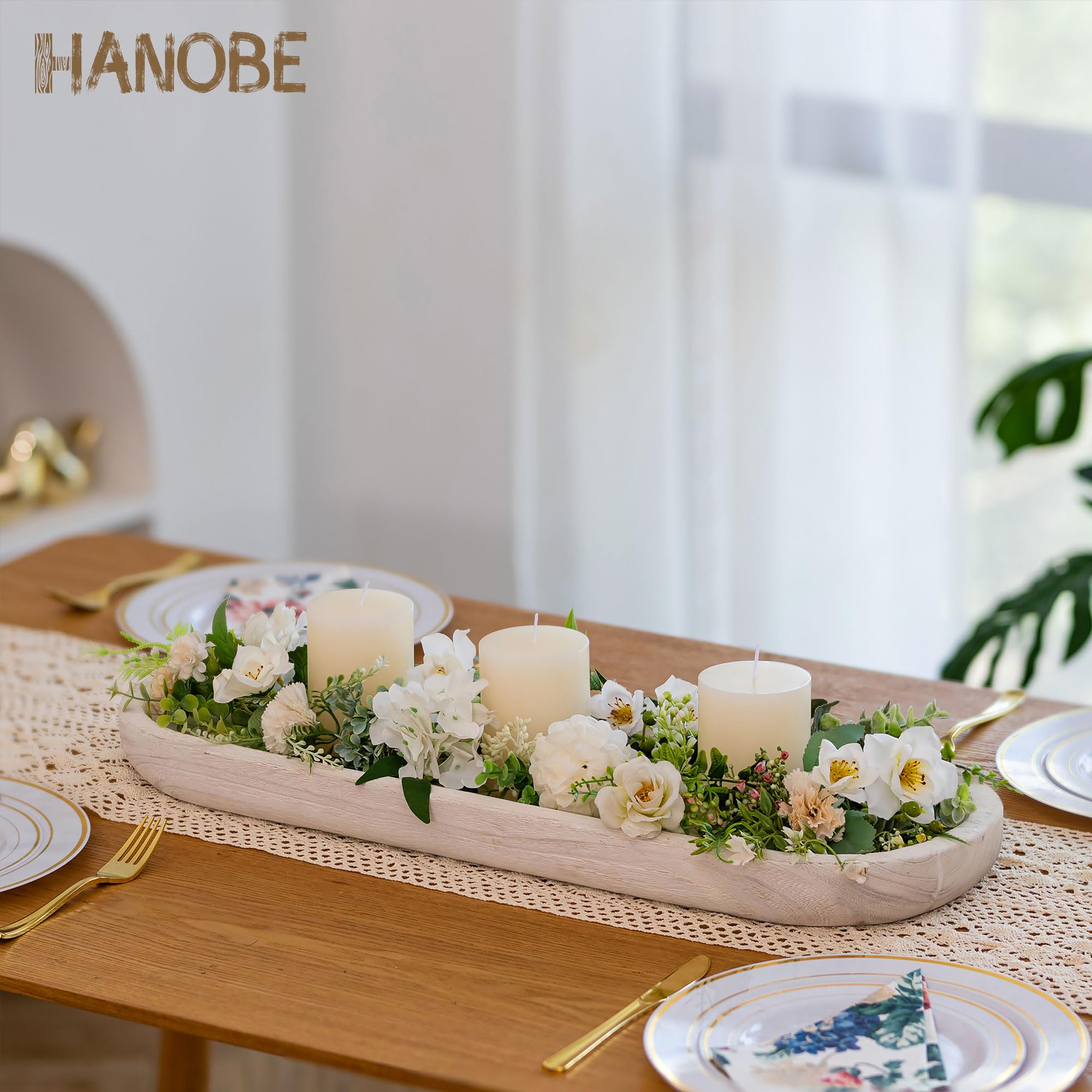 Hanobe Large Wooden Decorative Bowl - 25.5