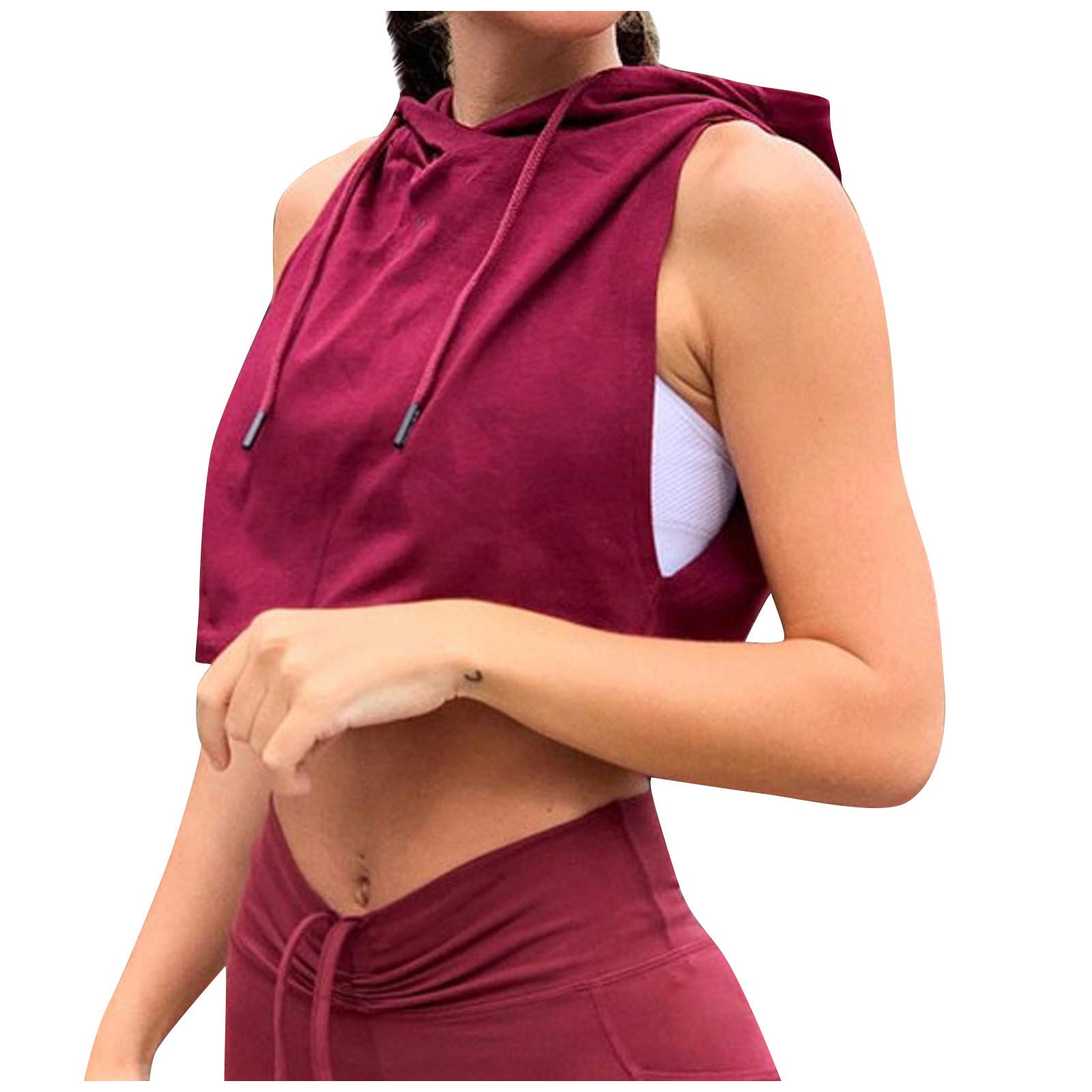 Women's Sleeveless Fitness Tank Top - Summer Athletic Blouse with Drawstring for Yoga, Running & Workout - Breathable Sports Top for Women