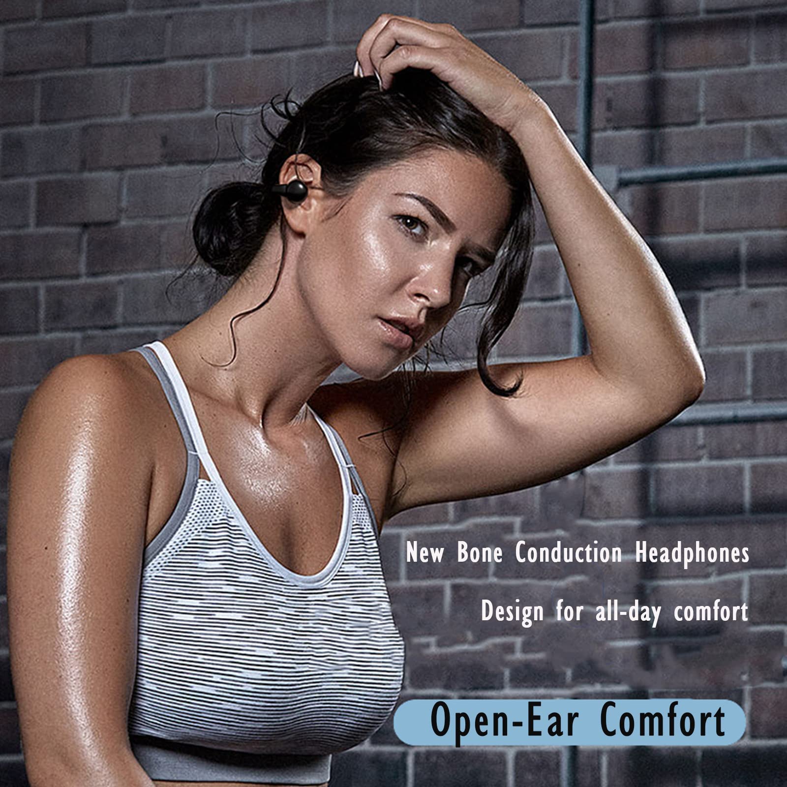 **Wireless Bluetooth Bone Conduction Headphones – Open Ear Clip-On Headset for Running, Cycling & Workouts – Sweatproof & Comfortable**