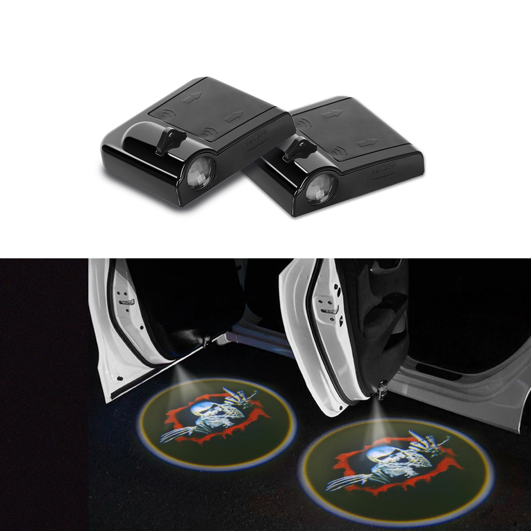 Car Door Projector Lights - Wireless LED Logo Ghost Shadow Welcome Light for Cars | Universal Fit, Easy Installation | Perfect for Nighttime Safety & Custom Style (256Zombie)