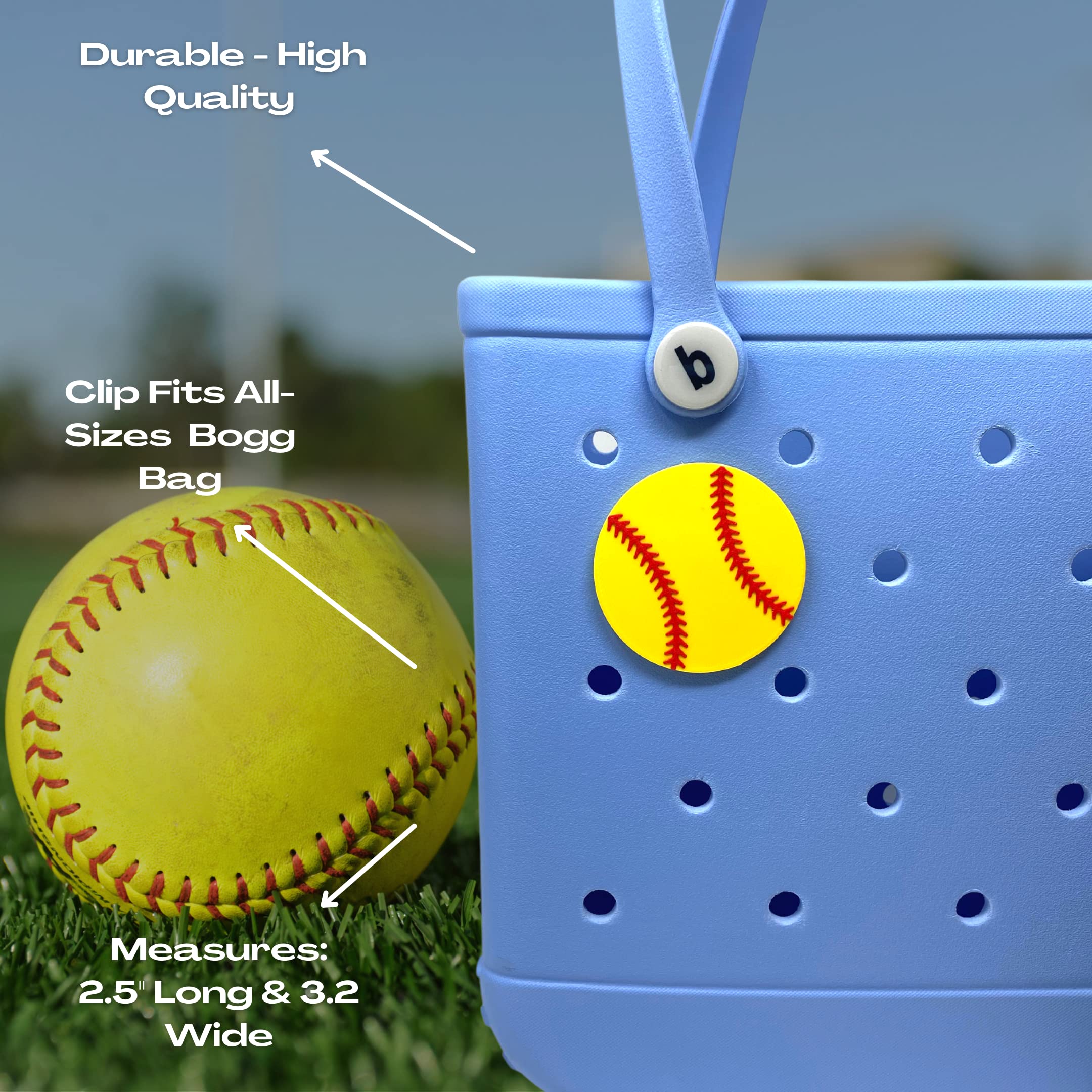 BAGLETS Softball Charm - Decorative Sports Accessory for Bogg Bags, Simply Southern & Tote Bags - Perfect for Game Days, Team Spirit & Casual Outings
