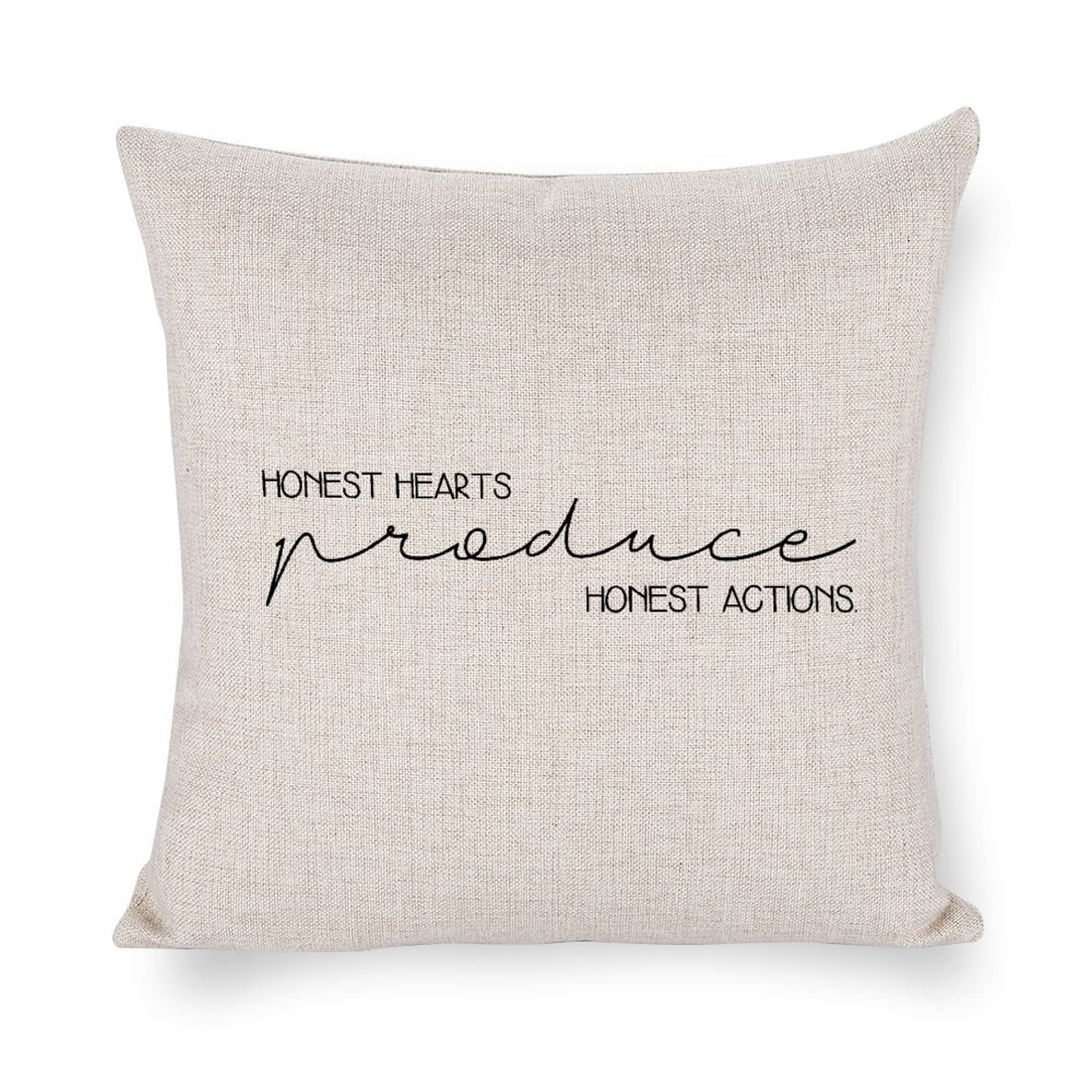 Honest Hearts Produce Honest Actions 16x16 Inch Custom Zippered Pillow Cover - Decorative Square Cushion Case for Sofa, Couch, Bed & Home Decor | Perfect for Living Room, Bedroom & Nursery Throw Pillows