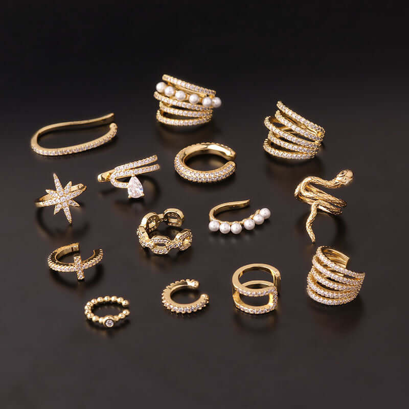 18K Gold No Piercing Cross Ear Cuff Snake Ear Climber - Elegant Cartilage Ear Cuff Jewelry for Women | Perfect for Parties, Weddings & Everyday Fashion Accessories