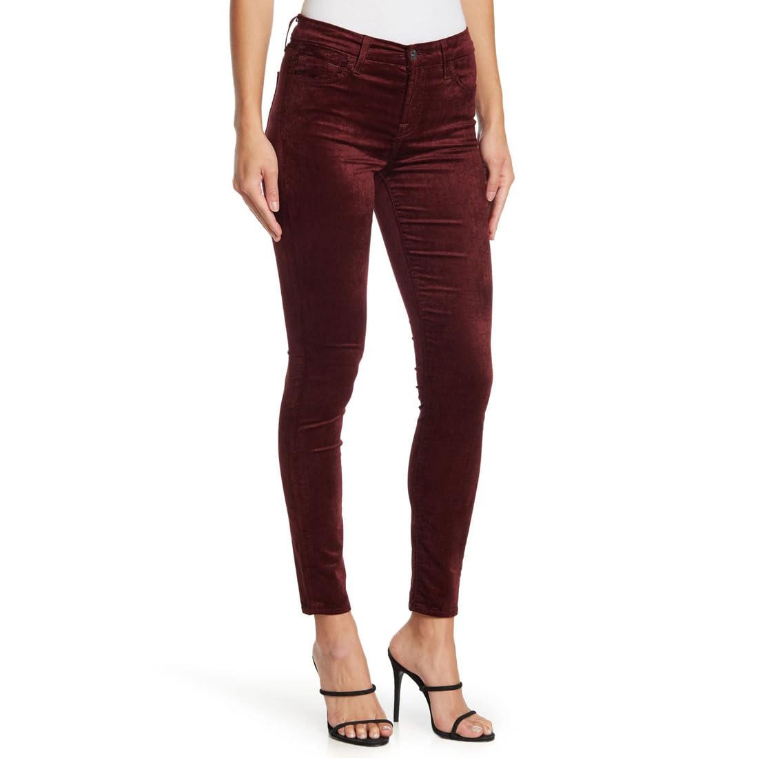 Splendid Women's Velour Skinny Jeans - High Waist Stretch Comfort Fit, Scarlet Red, Size 32 | Perfect for Casual Wear, Date Night & Office Outfits