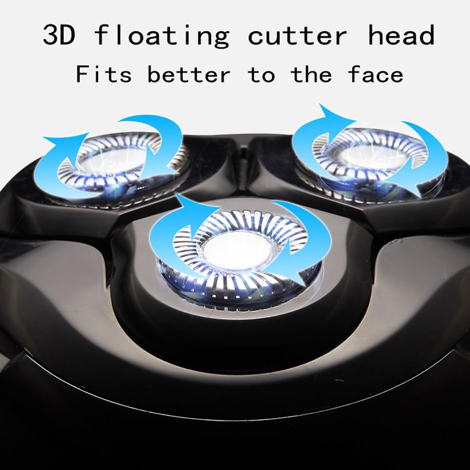 Premium 3D Electric Razor for Men - Waterproof Rechargeable Beard Trimmer with Floating Heads & Magnetic Ball Technology - Portable Shaver for Travel, Home & Gym Use - Black