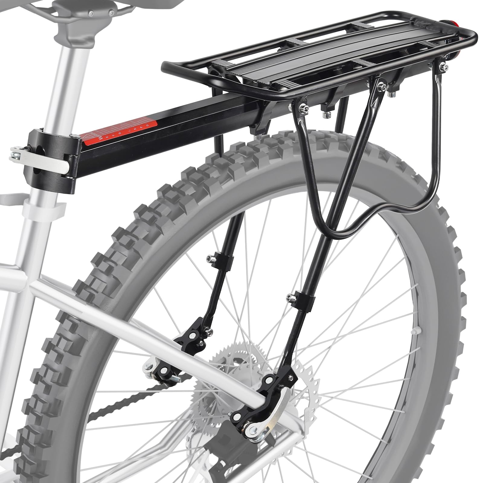 Heavy Duty Rear Bike Rack - Quick Release Aluminum Alloy Bicycle Cargo Carrier with 115 lbs Capacity - Universal Fit for 24-29