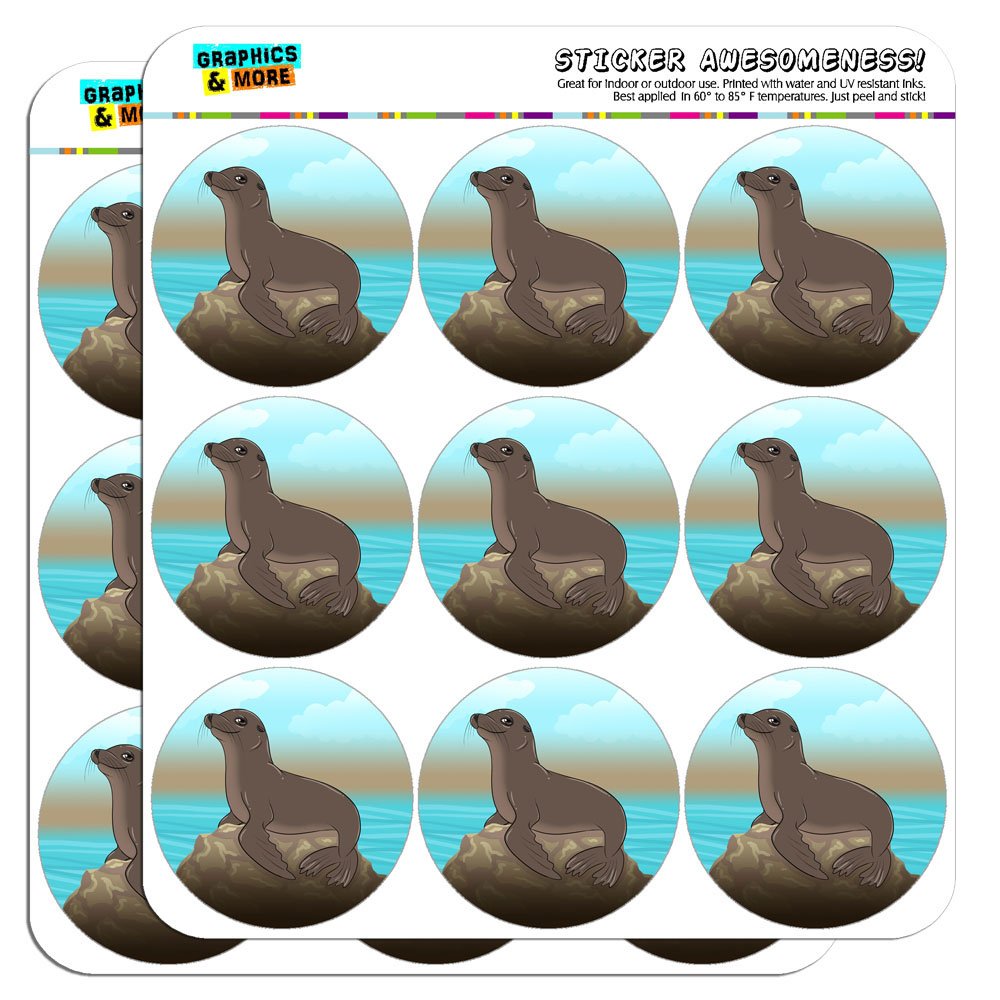 2 Inch Sea Lion on Rock Seal Planner Stickers - Opaque Vinyl Decals for Scrapbooking, Bullet Journal & Crafting - Perfect for DIY Projects, Calendars and Stationery Decoration
