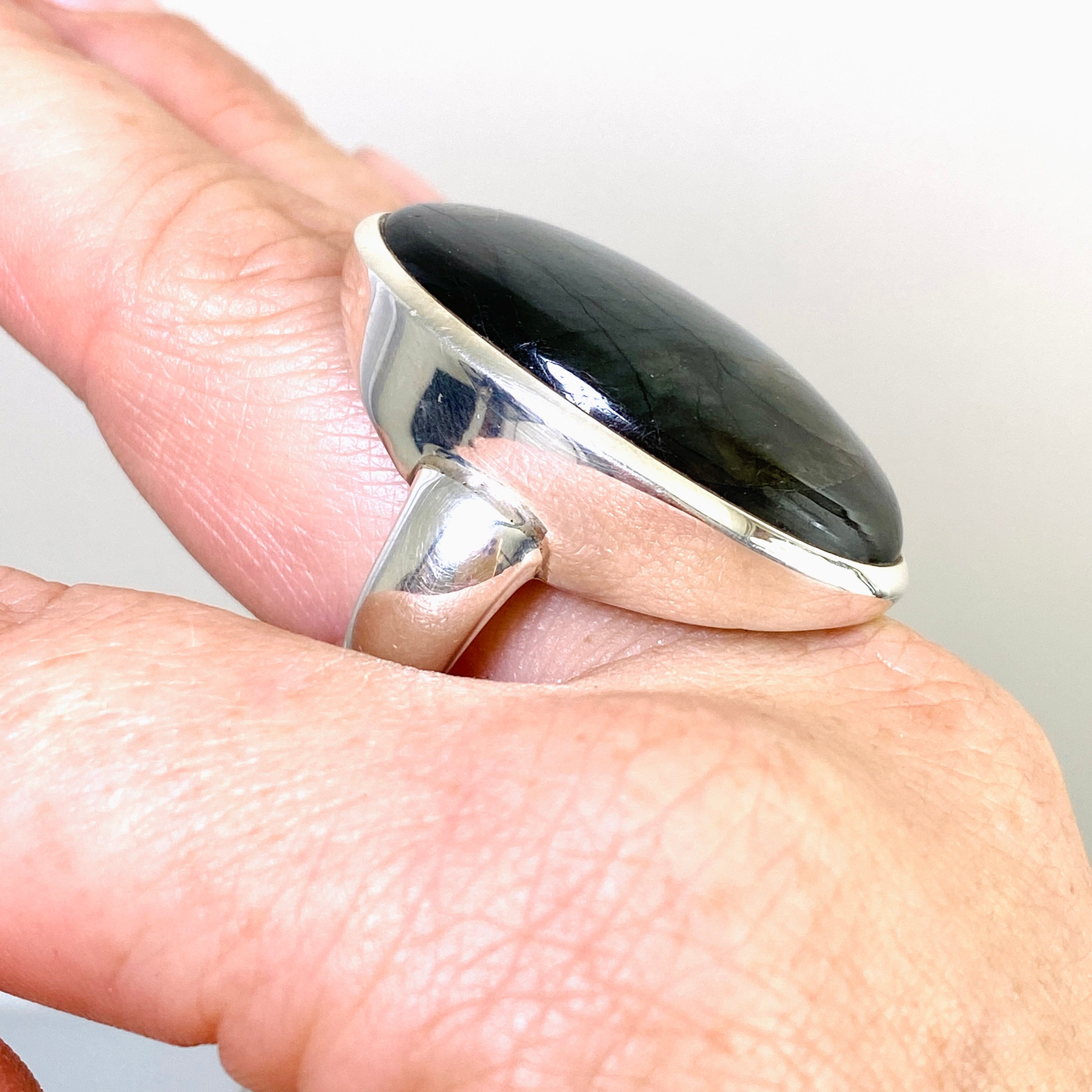 Labradorite Oval Cabochon Ring - Size 13 - Natural Stone Jewelry - Handmade Sterling Silver Ring for Women - Perfect for Boho Fashion & Spiritual Healing