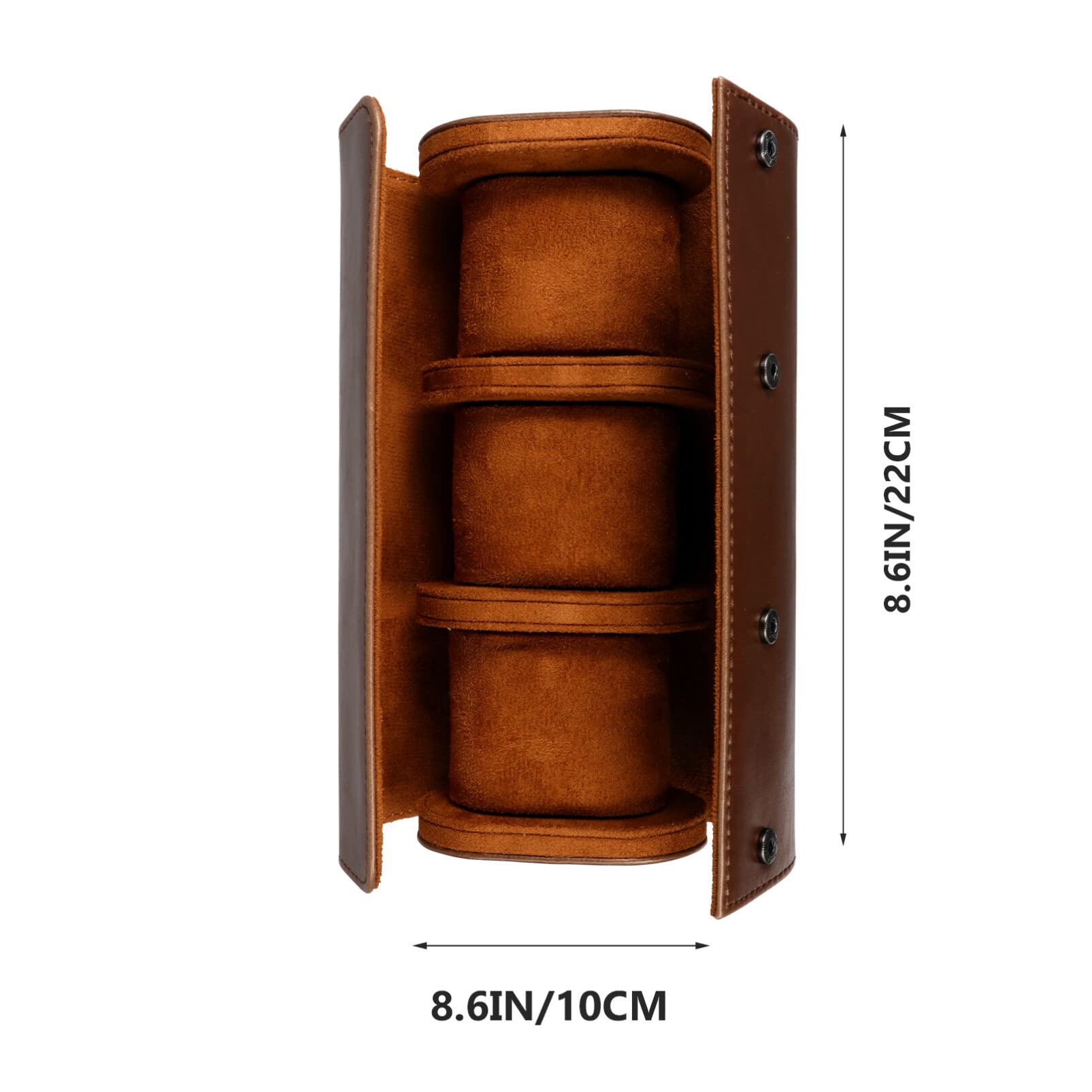 Totority 3-Slot Round Watch Box - PU Leather Travel Watch Organizer Case with Elastic Straps | Perfect for Home Storage, Travel & Jewelry Display
