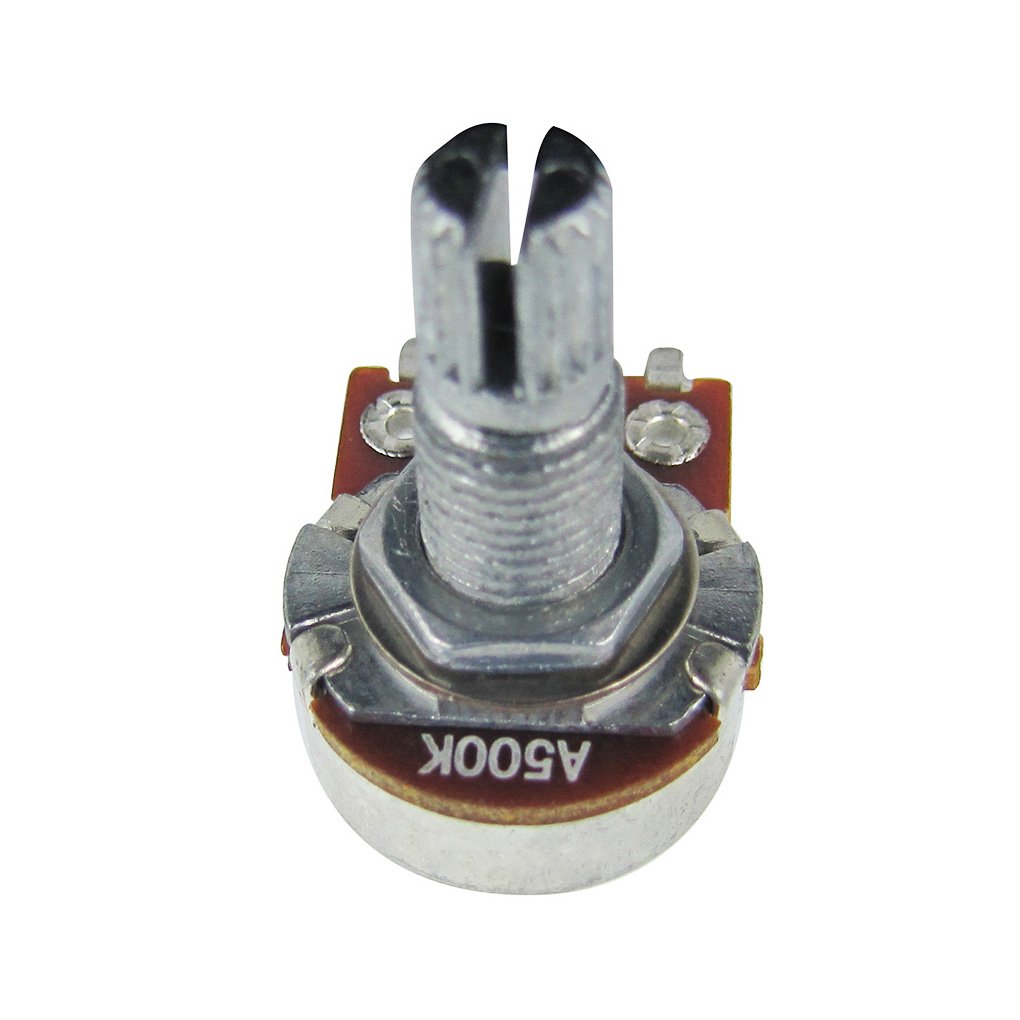 FLEOR 4-Pack 18mm Small Guitar Potentiometers - A500K Split Shaft Audio Taper Pots for Electric Guitar, Bass & DIY Repair - Perfect for Volume/Tone Control & Amp Modifications