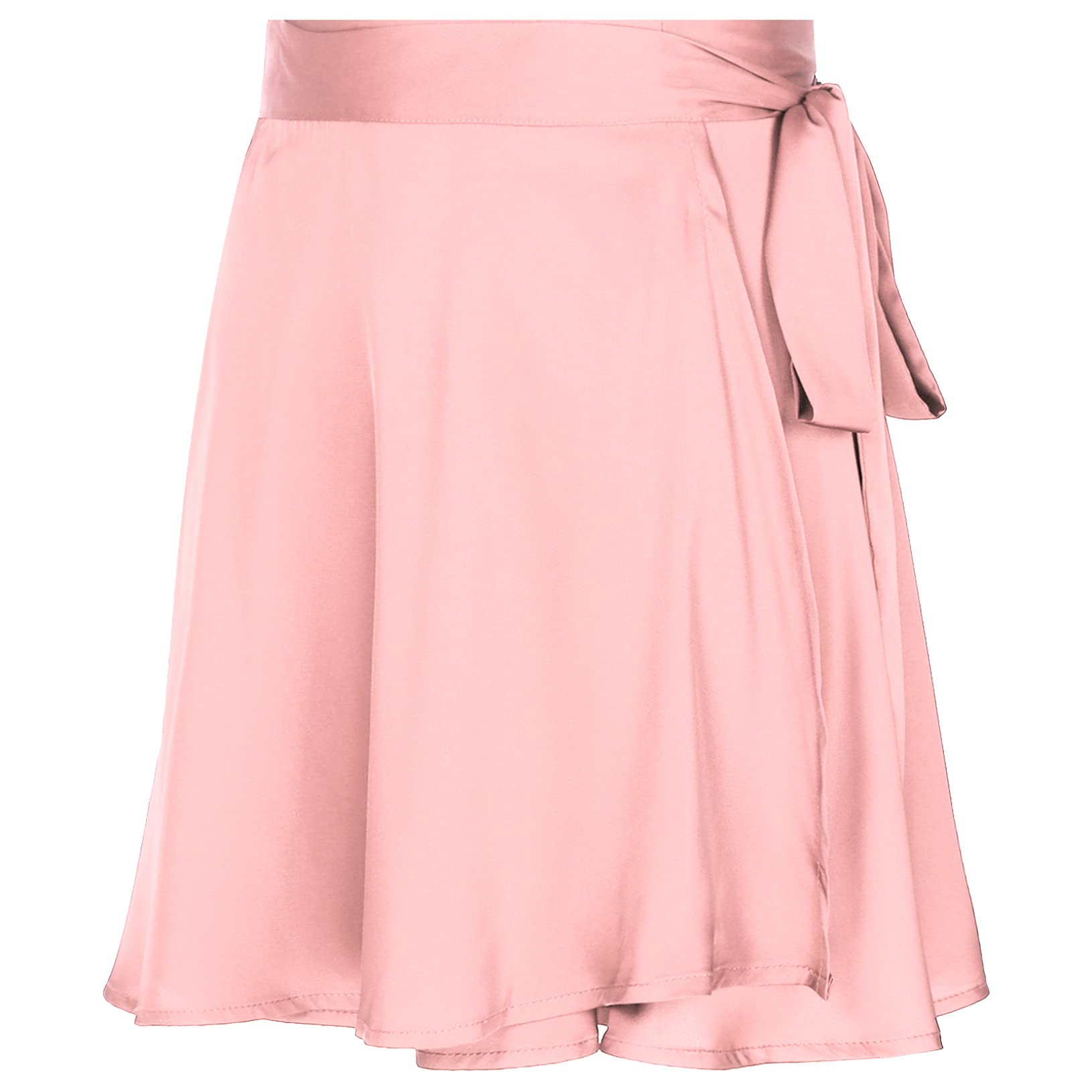 ACSUSS Women's Belted Overlap Adjustable Wrap Skirt - Elastic High Waist Skater Dance Skirt for Casual Wear, Work & Performance