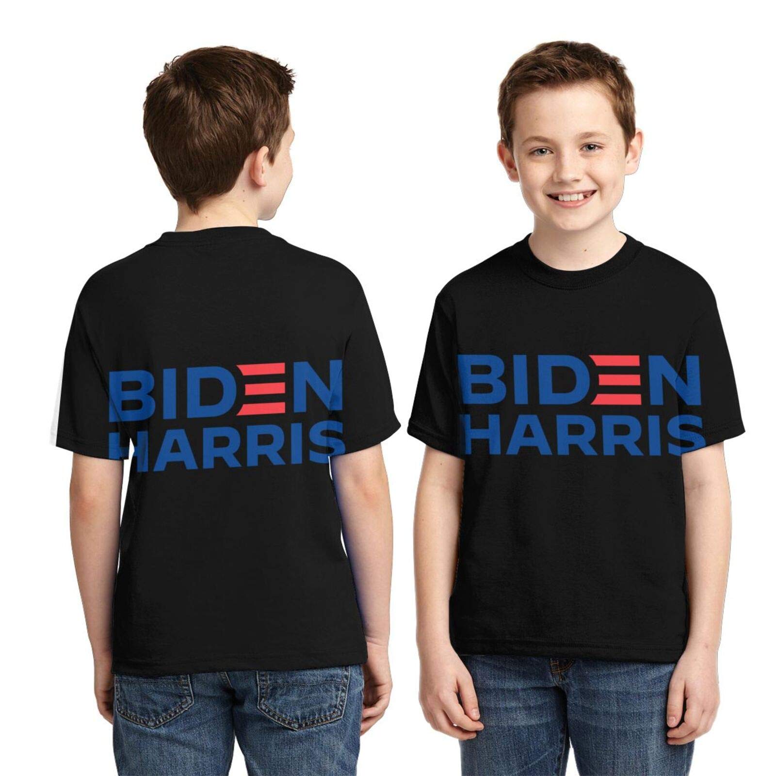 Biden 3D Printed Crew Neck T-Shirt for Teen Boys - Fashion Short Sleeve Black Cotton Shirt - Perfect for School, Casual Wear & Political Events