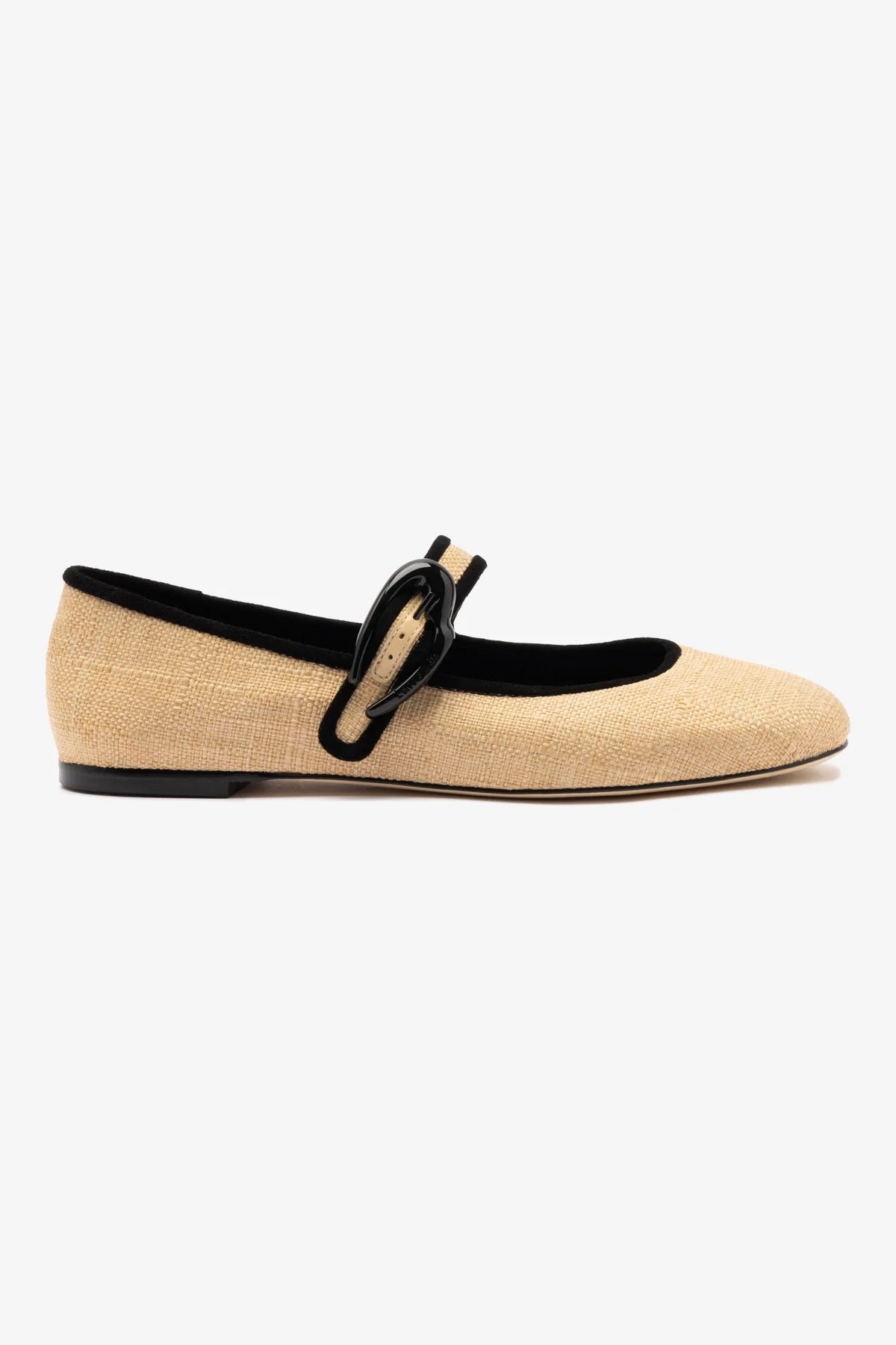Verona Ballet Flats for Women - Comfortable Beige Raffia Shoes with Black Trimming | Perfect for Casual Wear, Office & Summer Outfits