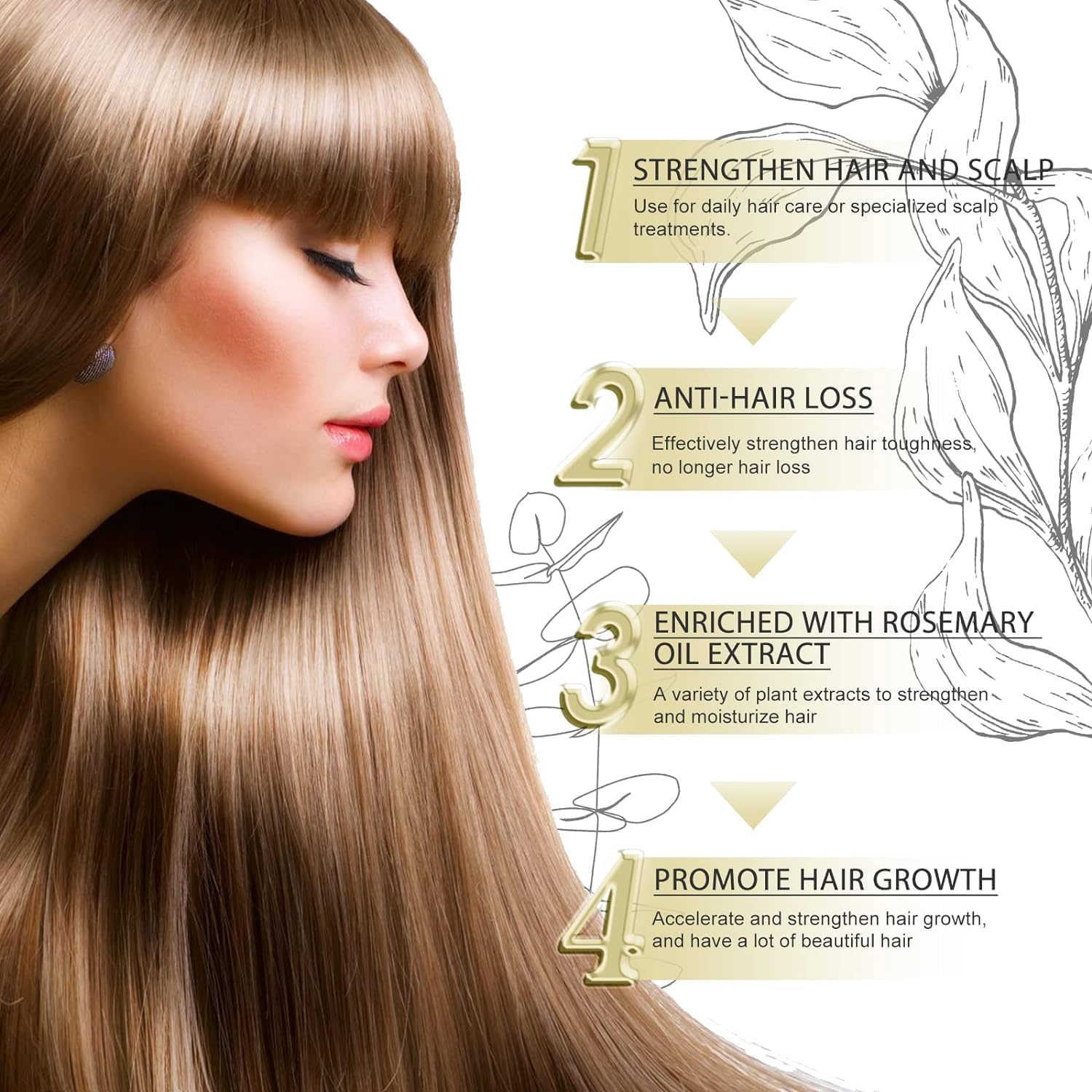 Organic Vegan Hair Growth Oil with Castor & Argan Oil - Natural Treatment for Dry, Damaged & Thin Hair - Promotes Thicker, Healthier Locks - Perfect for Daily Scalp Massage & Overnight Hair Repair