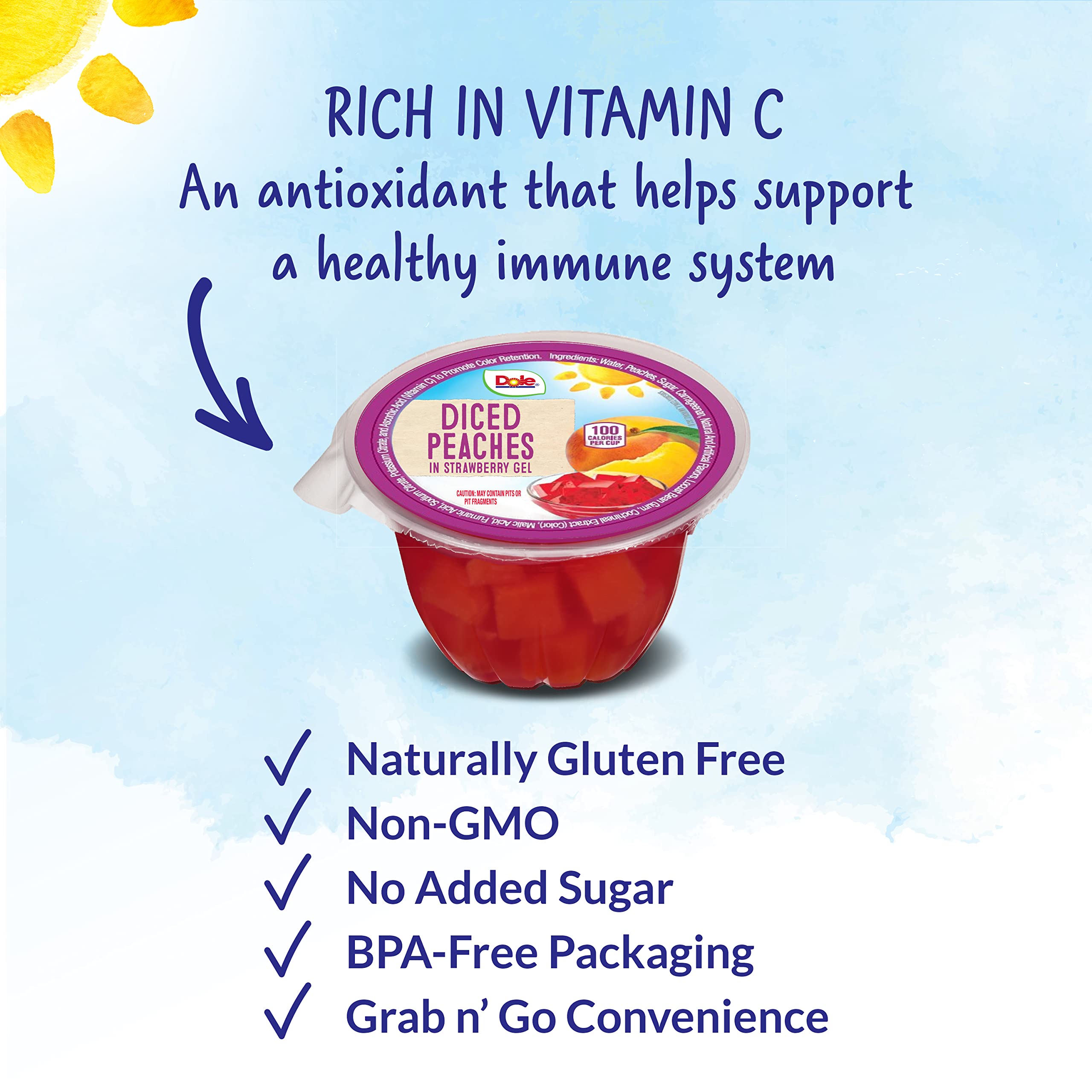 Dole Fruit Bowls Peaches in Strawberry Flavored Gel Snacks, 4.3oz (36 Cups) - Gluten Free, Dairy Free, Healthy Bulk Snacks for Kids & Adults - Perfect for School Lunches, Office Snacks & On-the-Go Treats