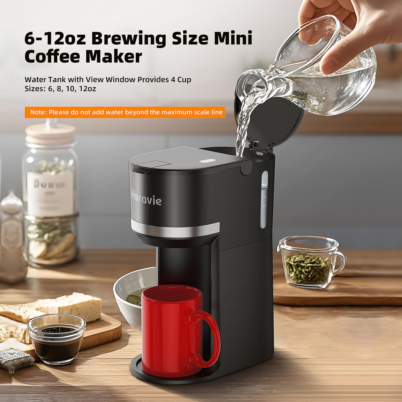Mini Single Serve Coffee Maker for K-Cup & Ground Coffee - Fast Brew 1 Cup Coffee Machine with Descaling Reminder, Water Window (6-12 oz) - Perfect for Home, Office & Dorm Use - Black