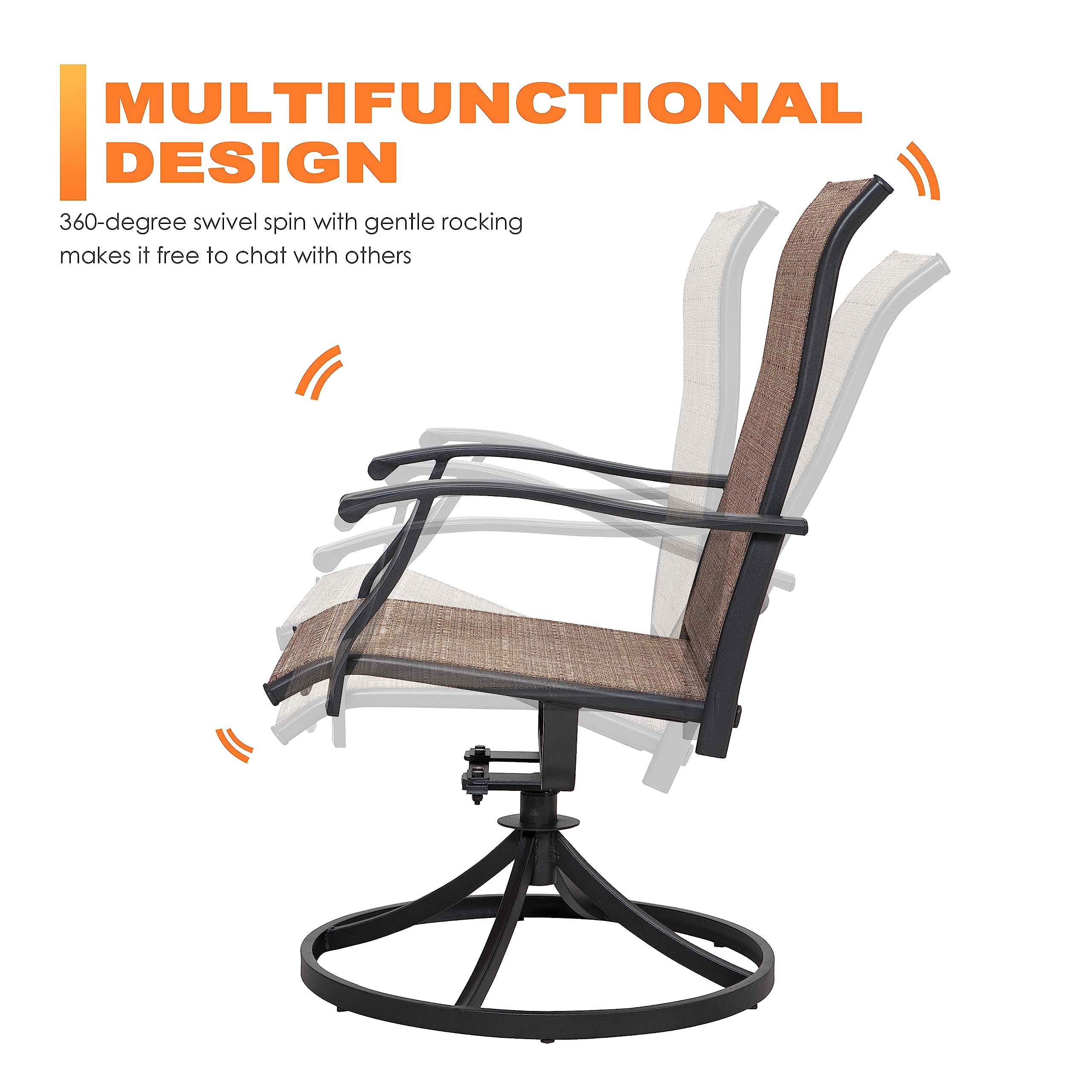 NUU GARDEN 5-Piece Outdoor Dining Set - Black & Brown Iron Patio Furniture with 1.57